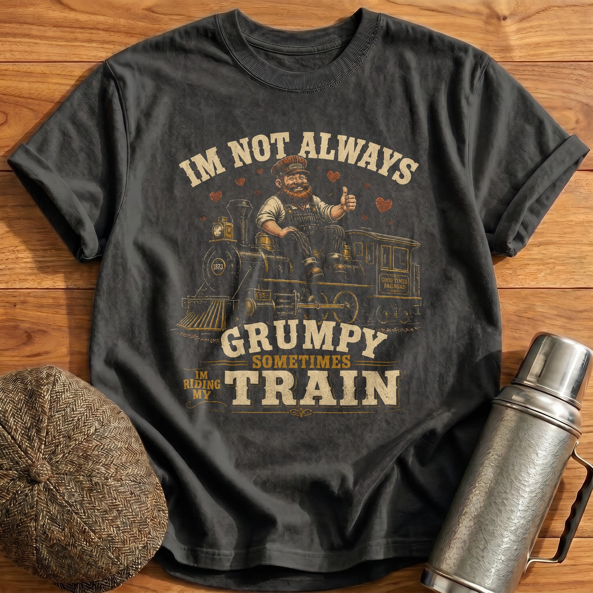 Not Always Grumpy Train T-Shirt - Charcoal