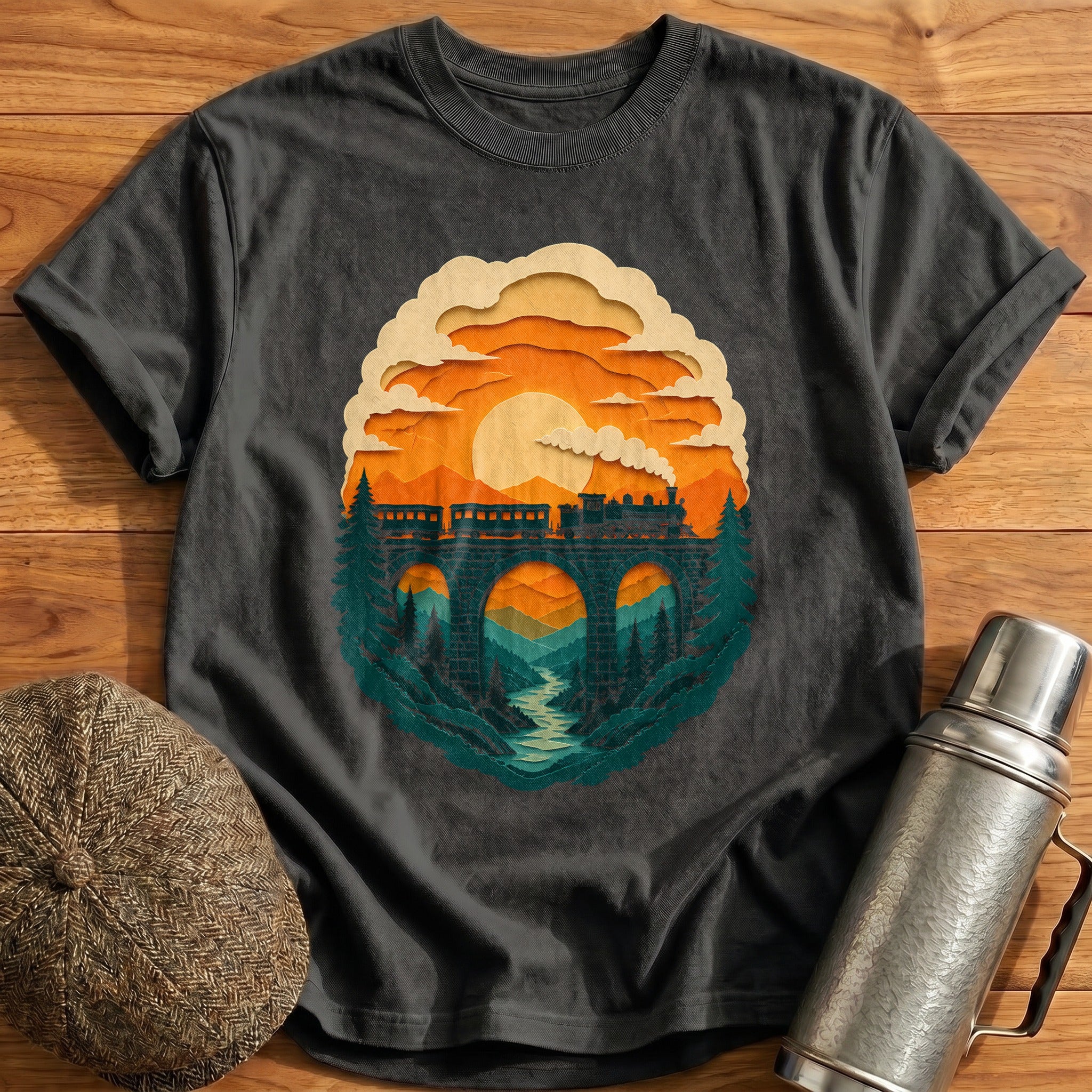 Papercut Viaduct 28 T-Shirt - Charcoal
