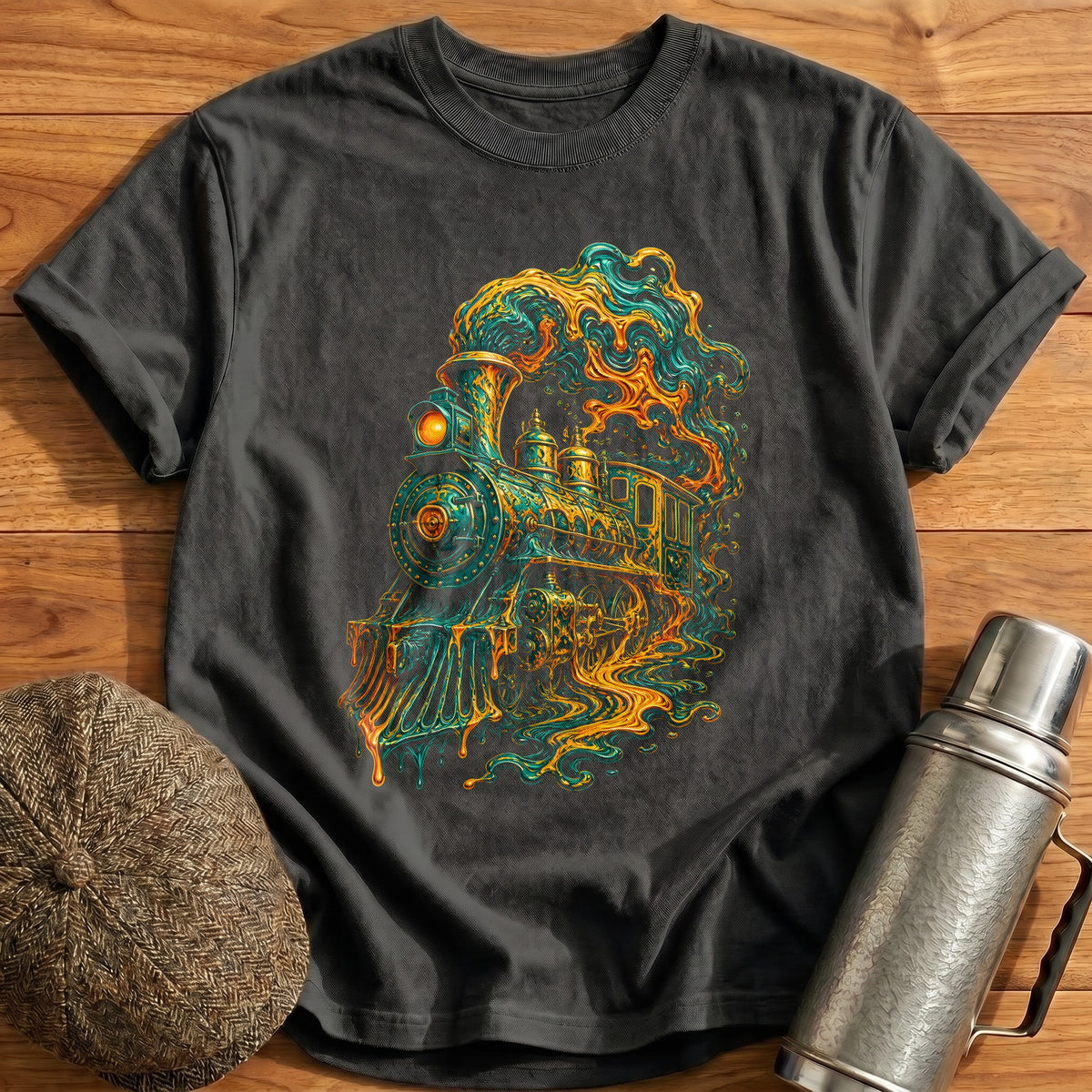 Psychedelic Train 66 T-Shirt - Charcoal