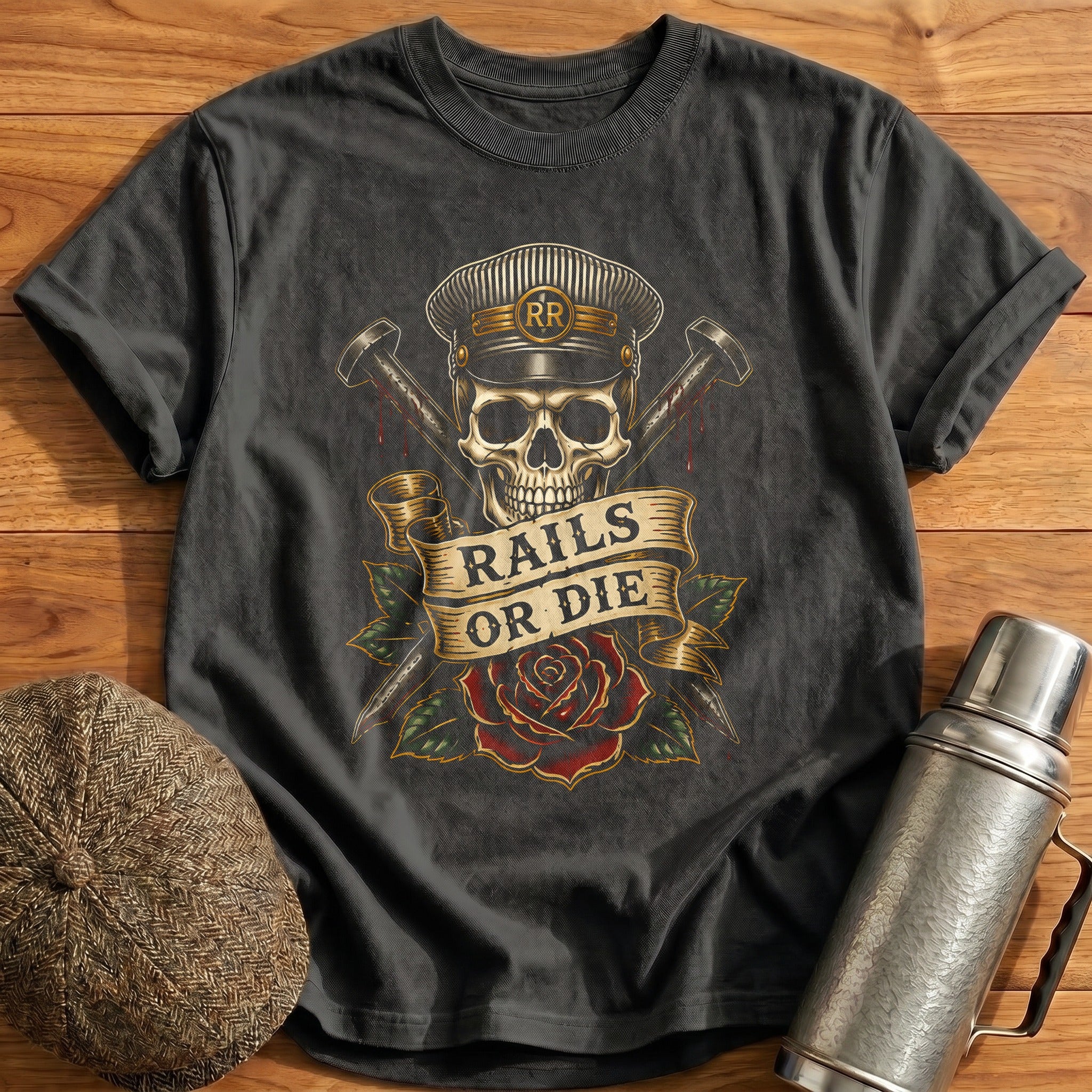 Rails Or Die T-Shirt - Charcoal