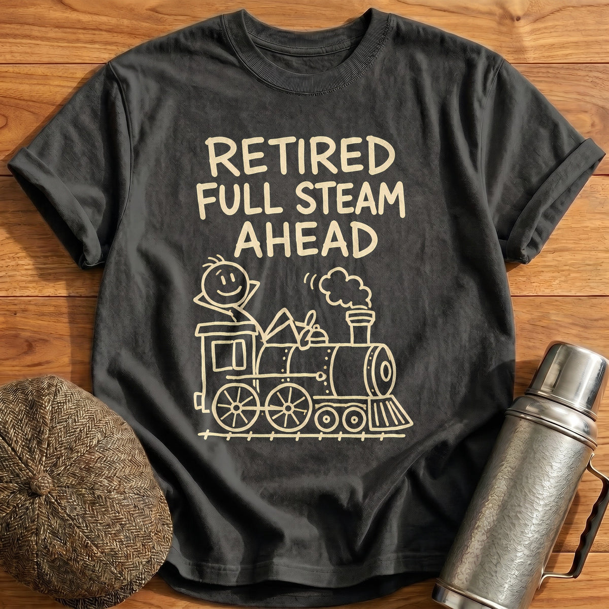 Retired Full Steam Ahead 18 T-Shirt - Charcoal