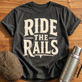 Ride The Rails Train Enthusiast Vintage - Charcoal