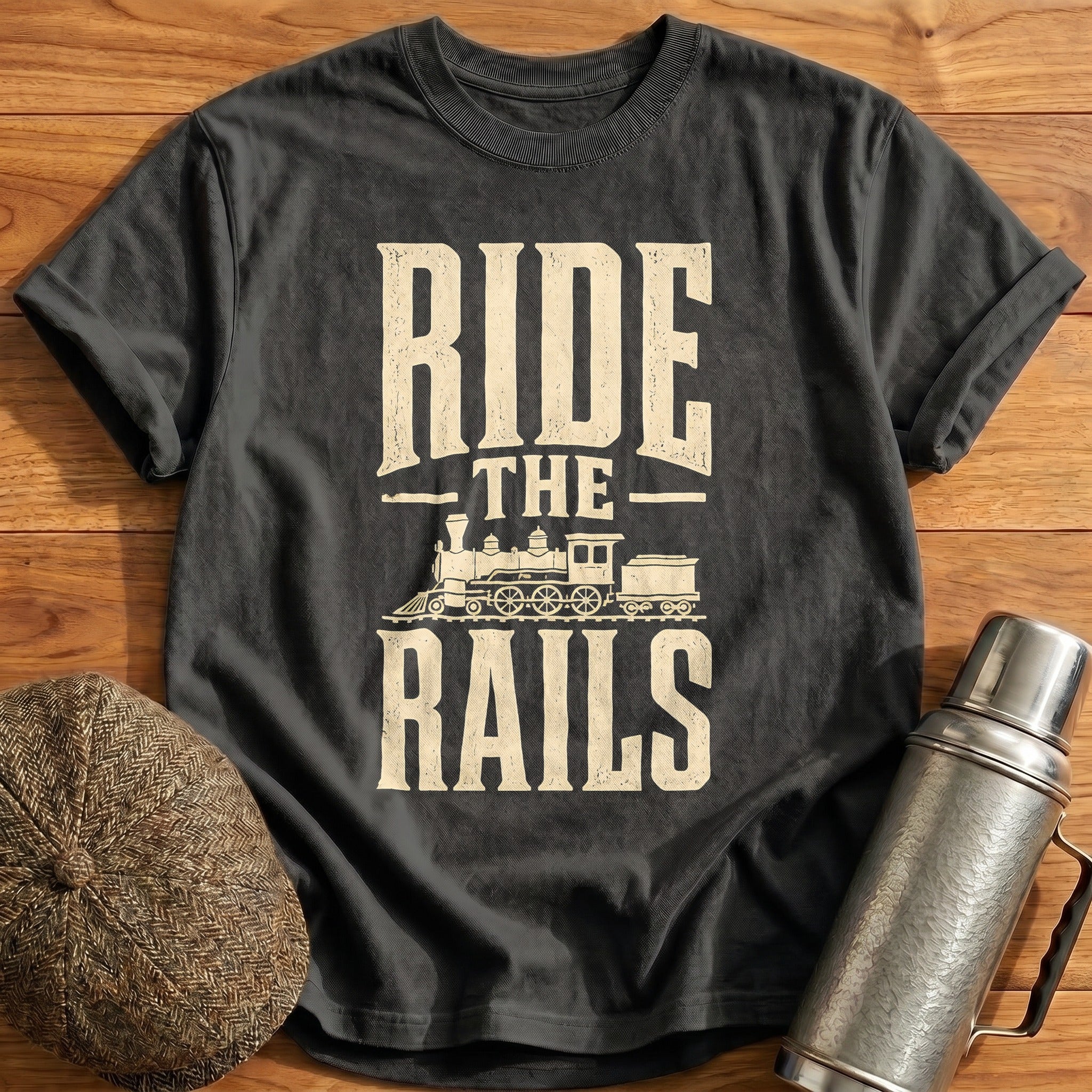 Ride The Rails Train Enthusiast Vintage 2 - Charcoal