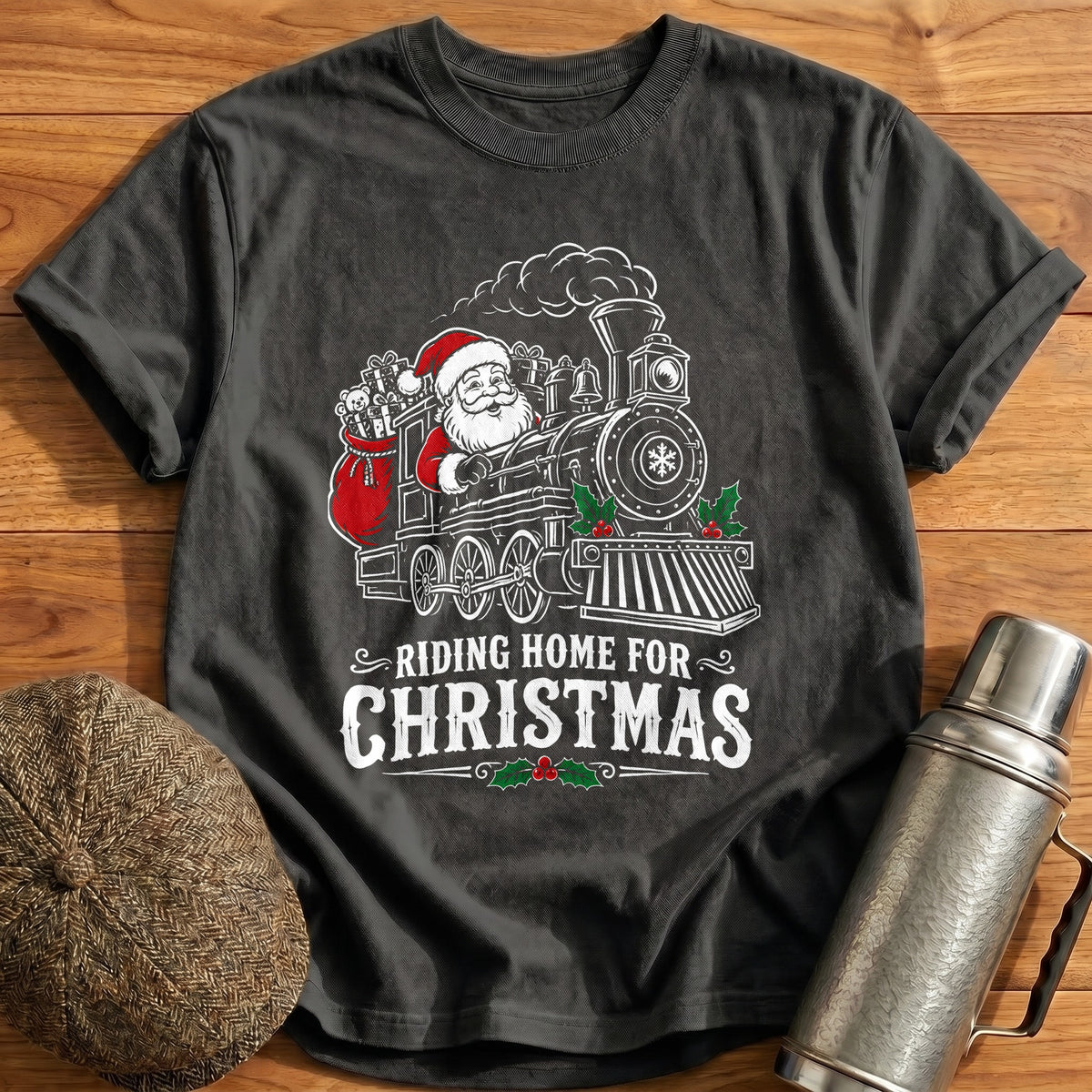 Riding Home For Christmas 36 T-Shirt - Charcoal