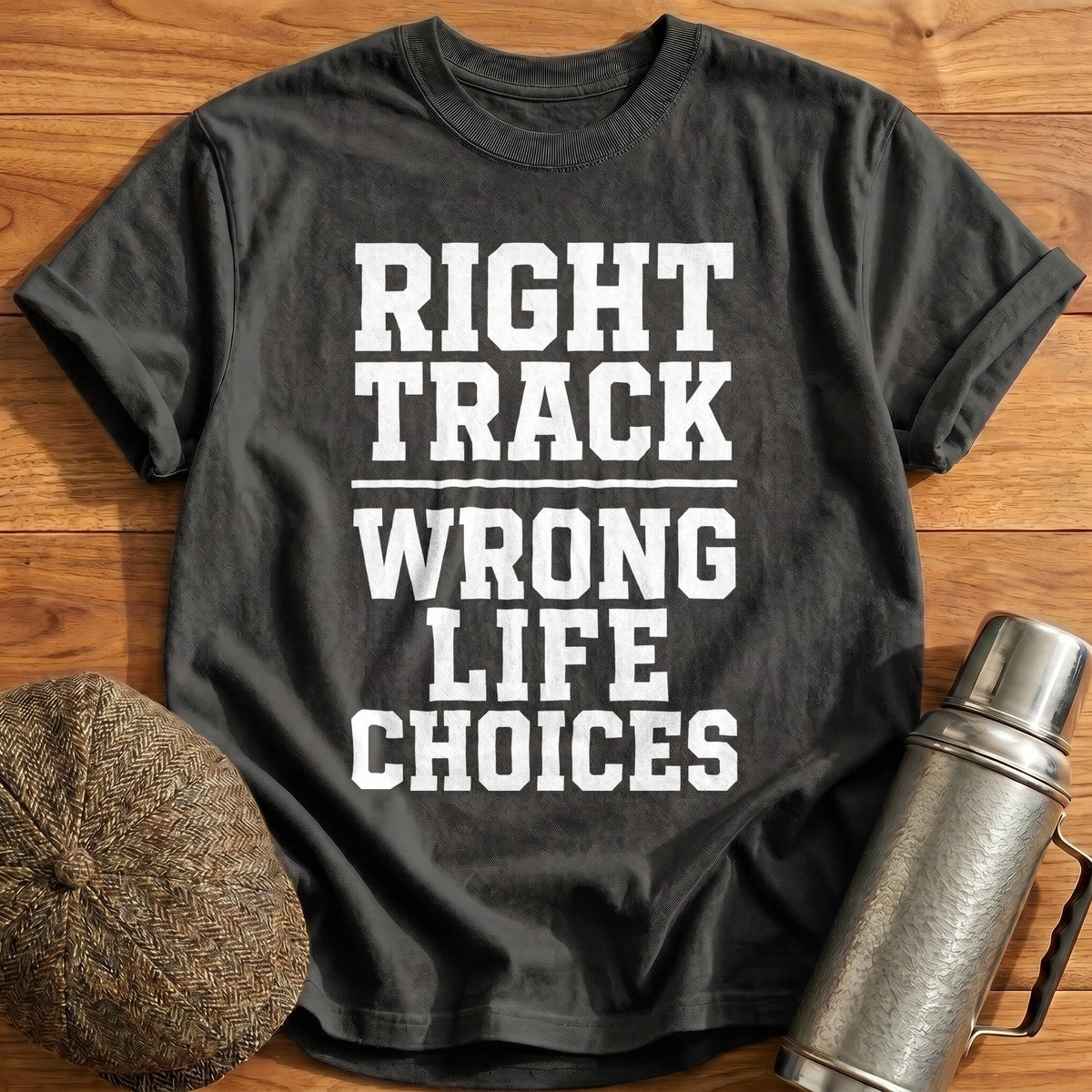 Right Track Wrong Life Choices 74 T-Shirt - Charcoal