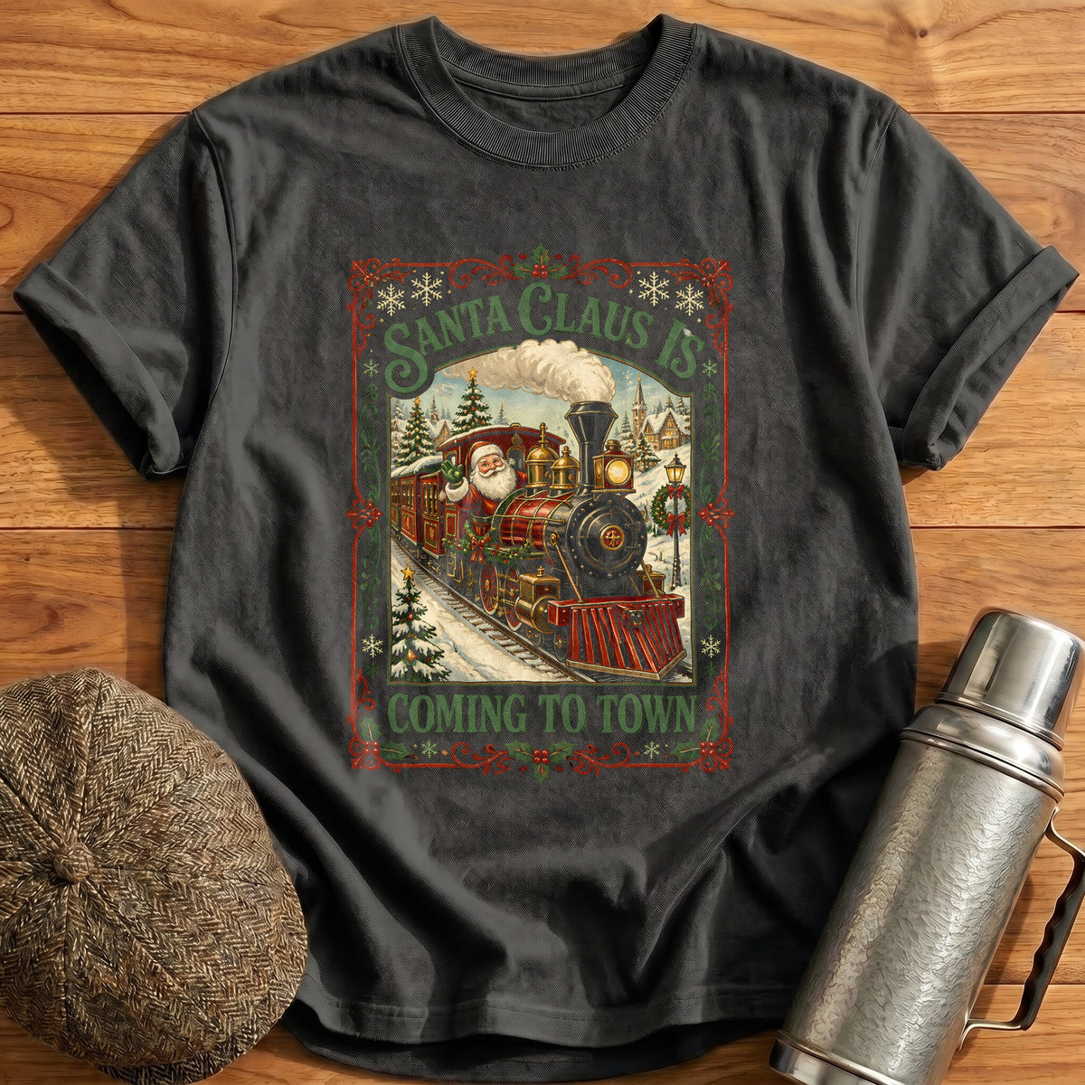 Santa Claus Is Coming To Town 93 T-Shirt - Charcoal