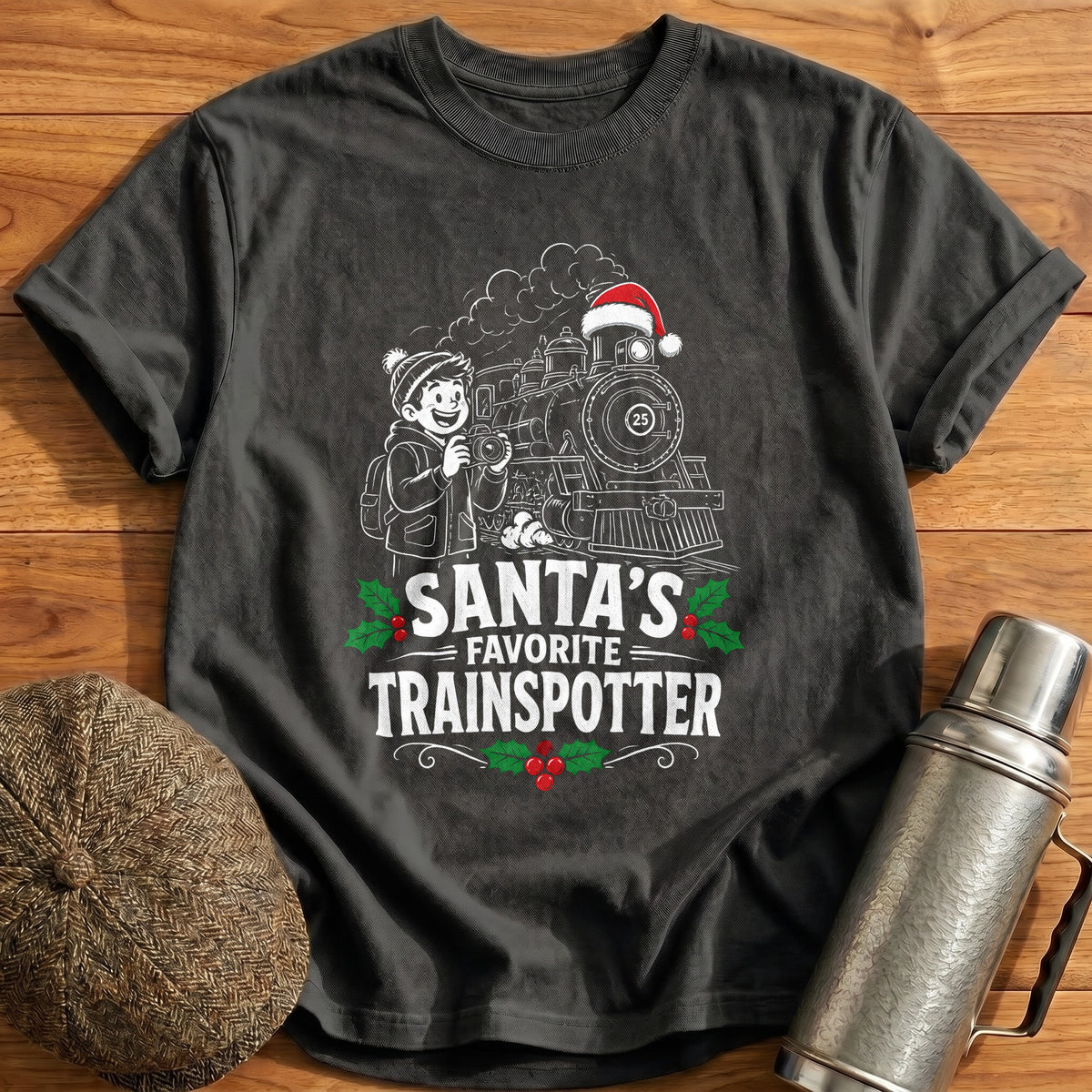 Santa's Favorite Trainspotter 66 T-Shirt - Charcoal