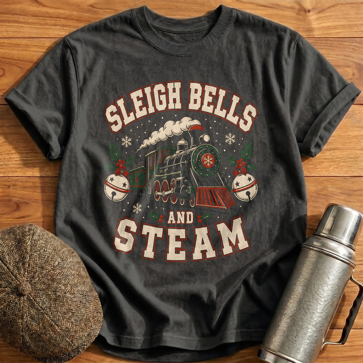 Sleigh Bells And Steam 98 T-Shirt - Charcoal