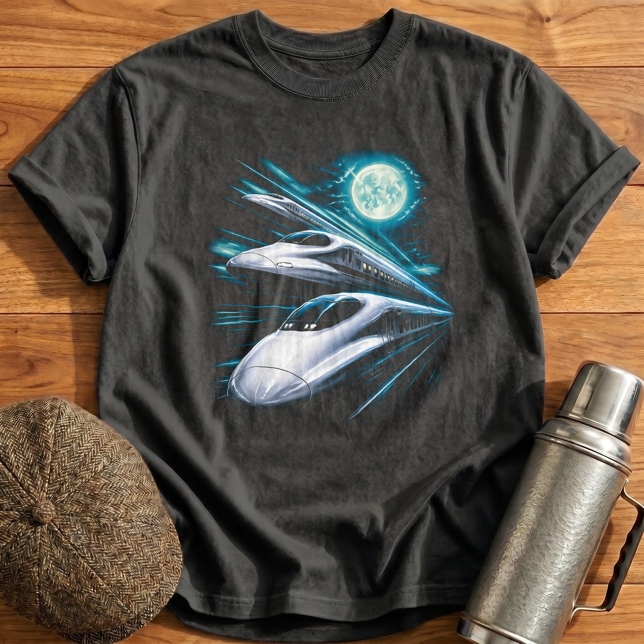 Speed Trains Moonlight Futuristic - Charcoal