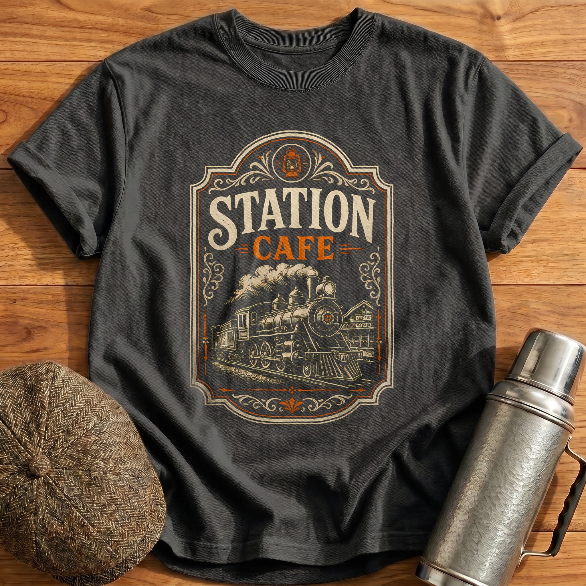 Station Cafe T-Shirt - Charcoal