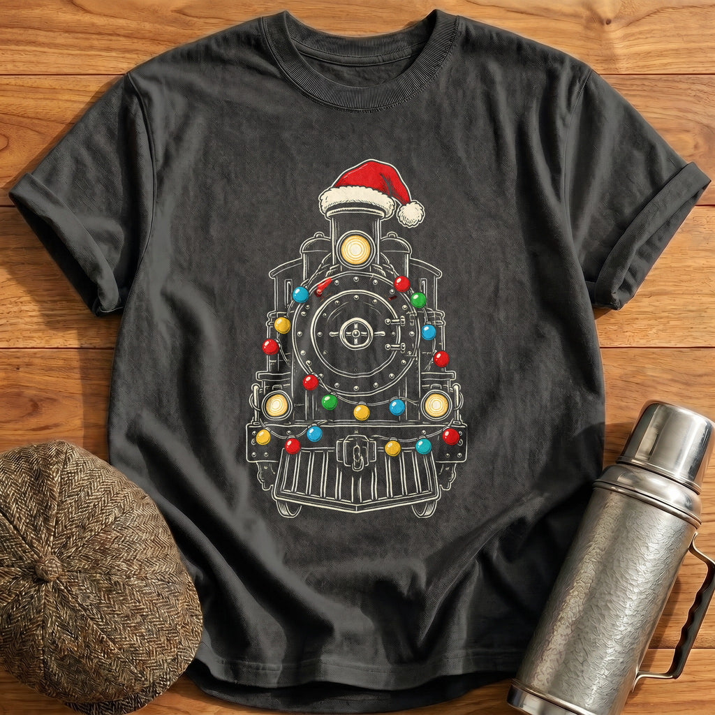 Steam Locomotive Christmas Lights 24 Kids T-Shirt - Charcoal