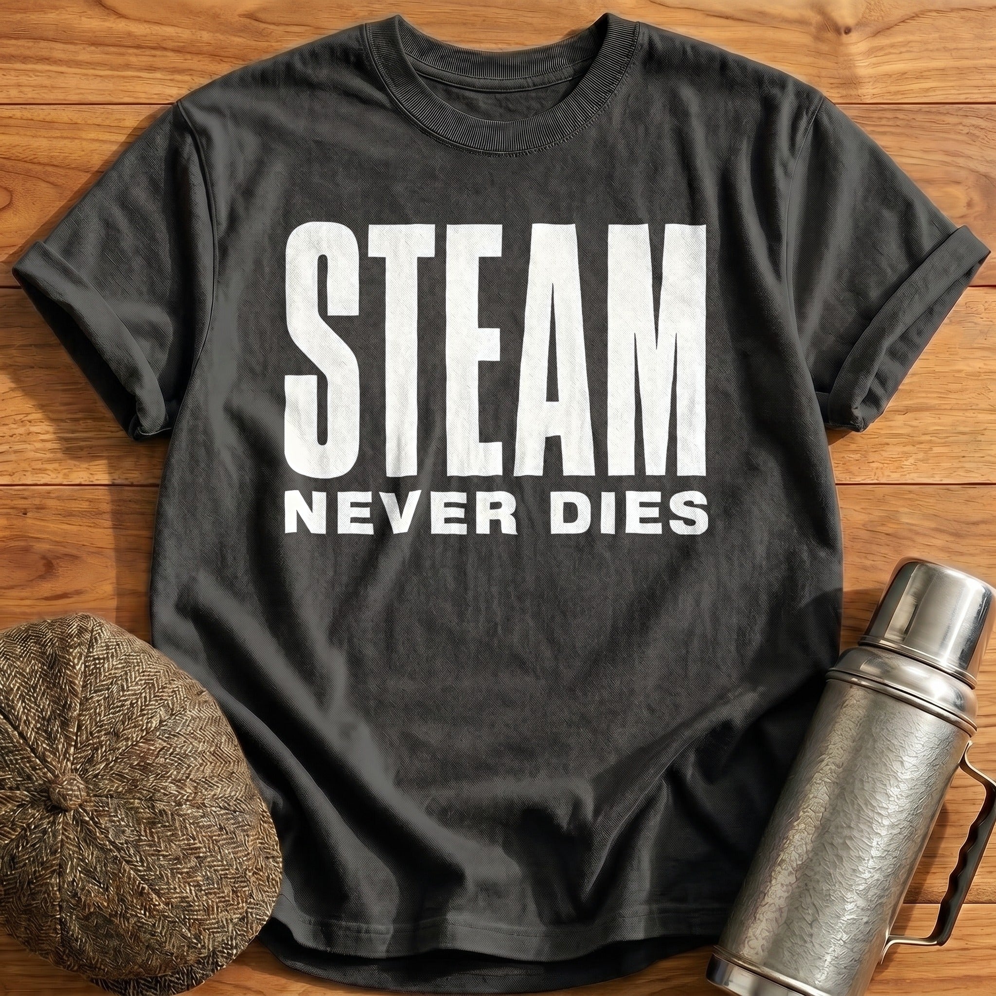 Steam Never Dies 35 T-Shirt - Charcoal