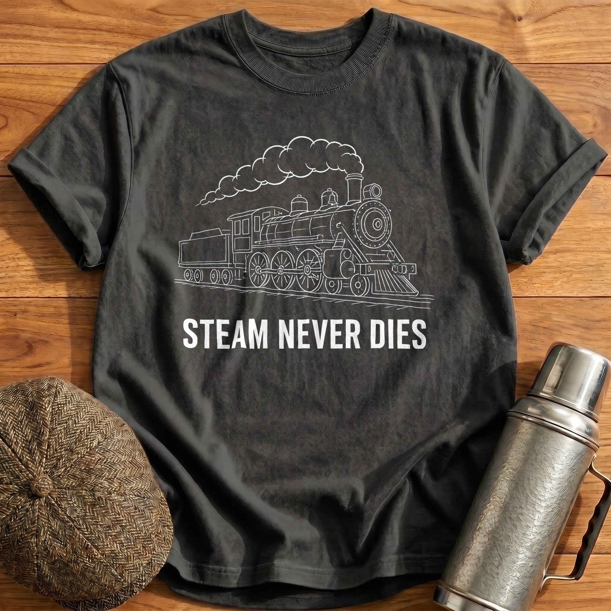 Steam Never Dies 41 T-Shirt - Charcoal