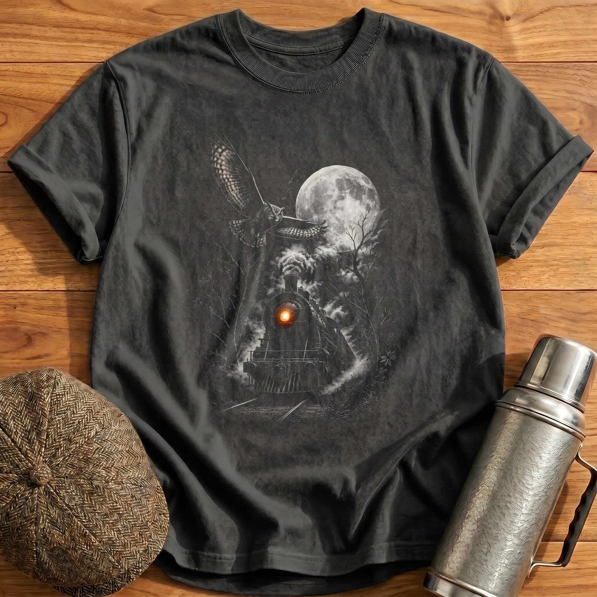 Steam Owl Autumn Trees 22 - Charcoal
