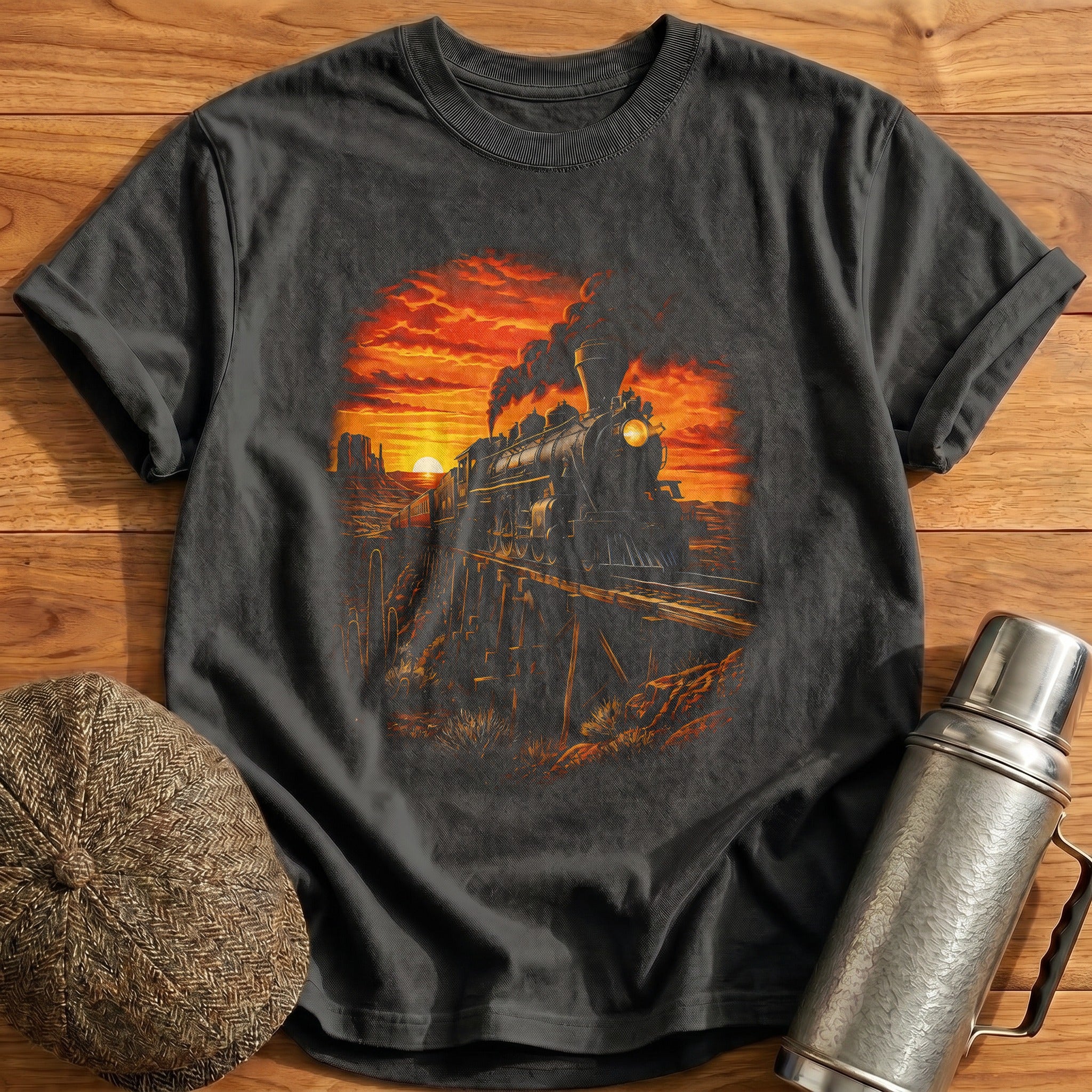 Steam Train Sunset Western Train Spotter - Charcoal