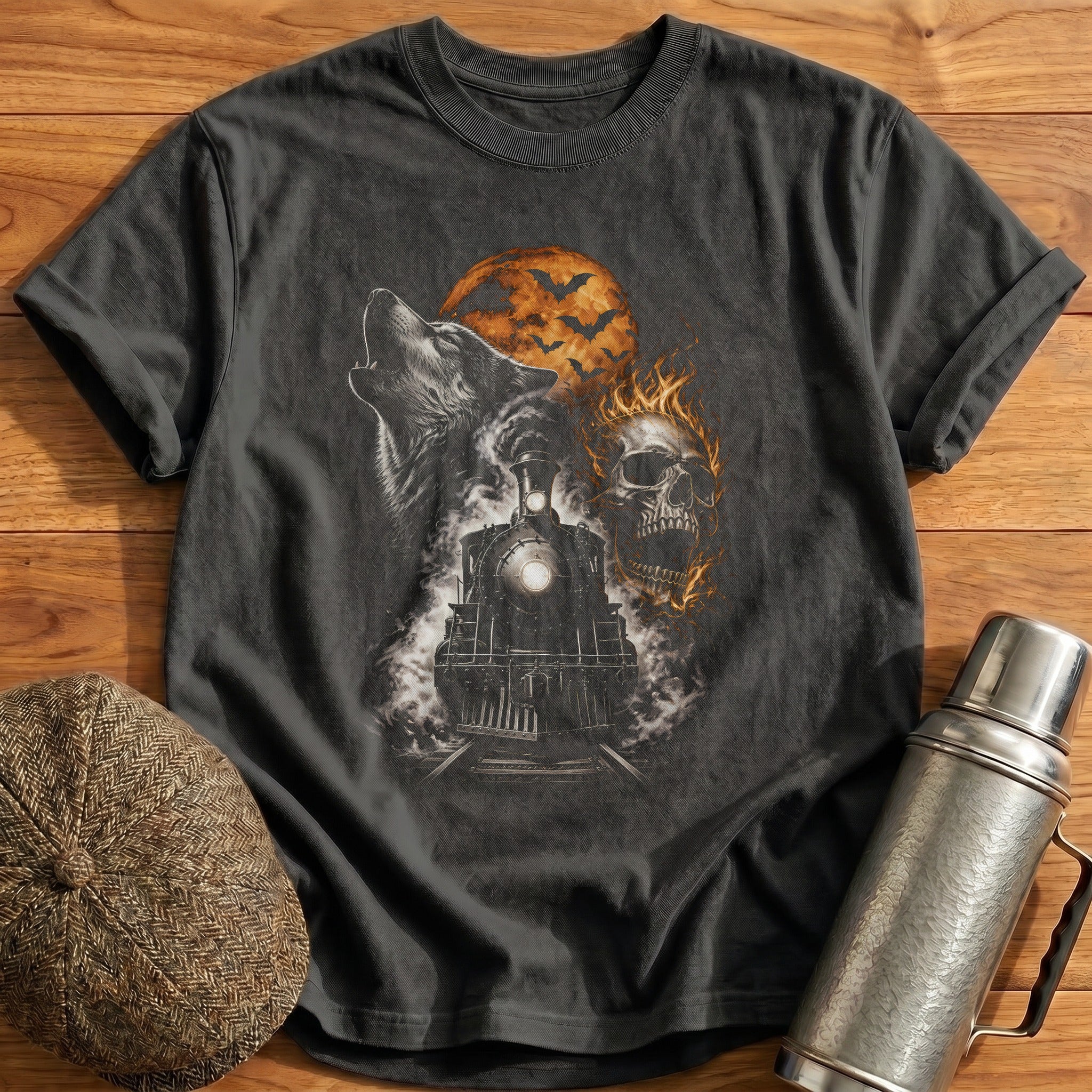 Steam Wolf Flaming Skull 91 - Charcoal