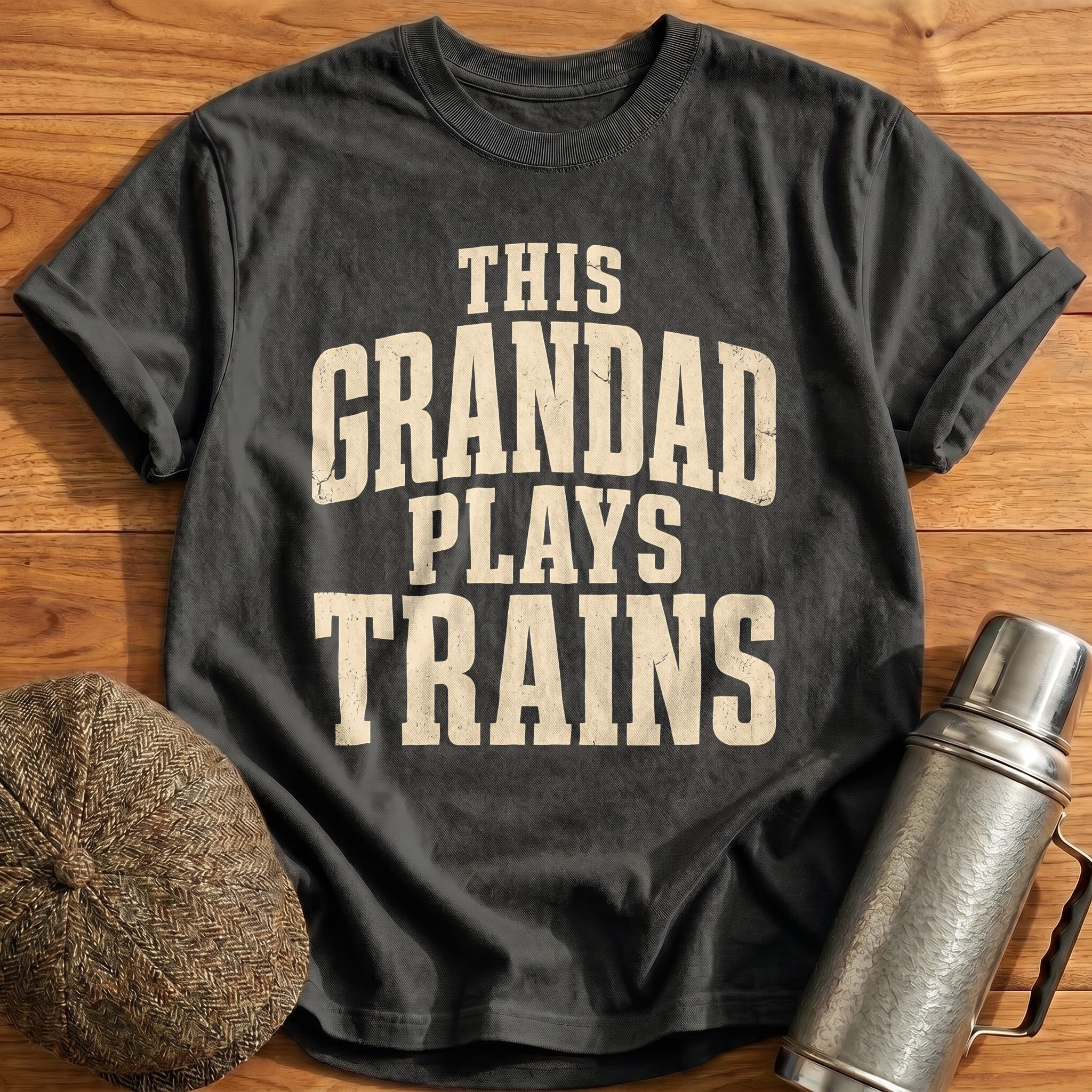 This Grandad Plays Trains Railroad Grandpa Funny - Charcoal