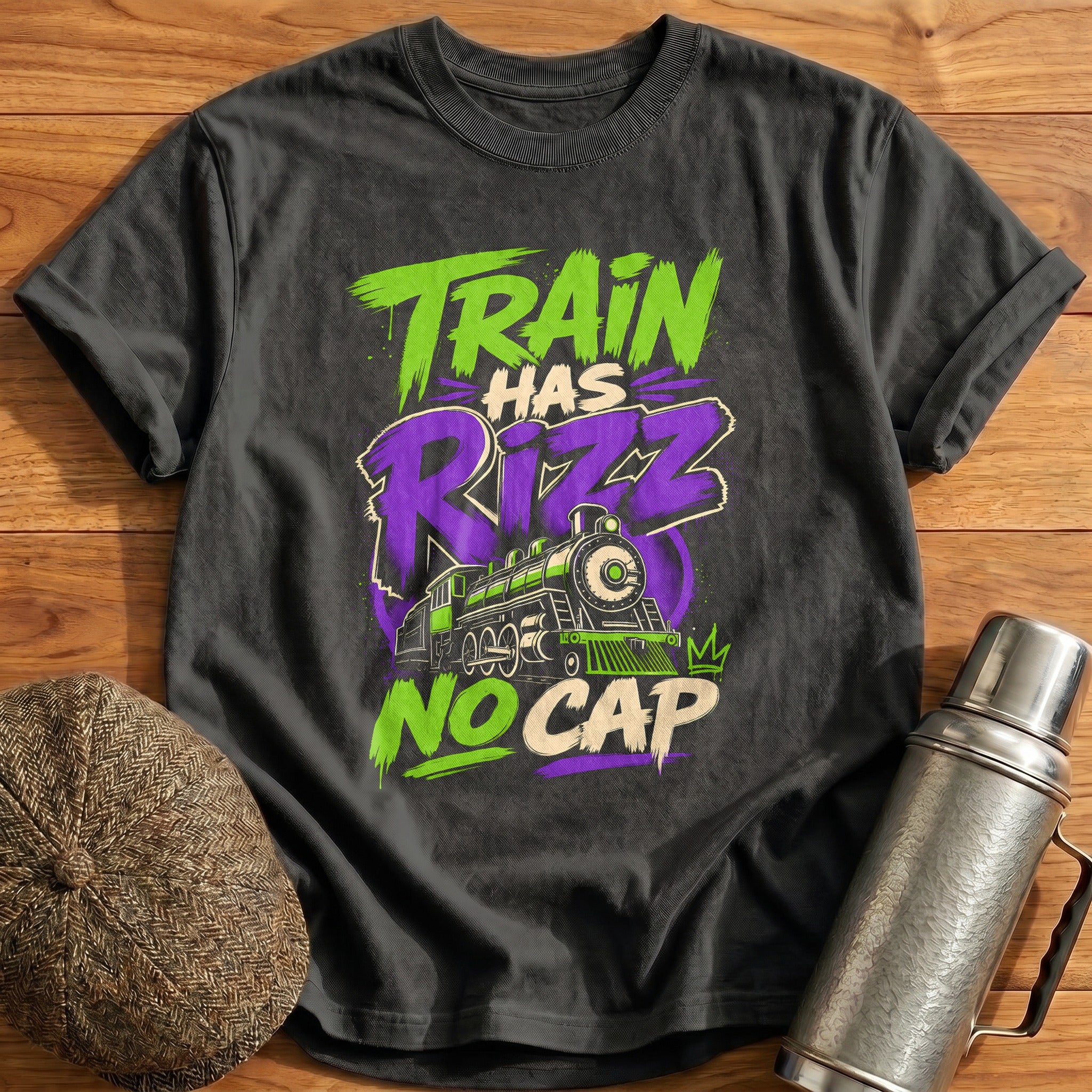 Train Has Rizz No Cap Funny - Charcoal