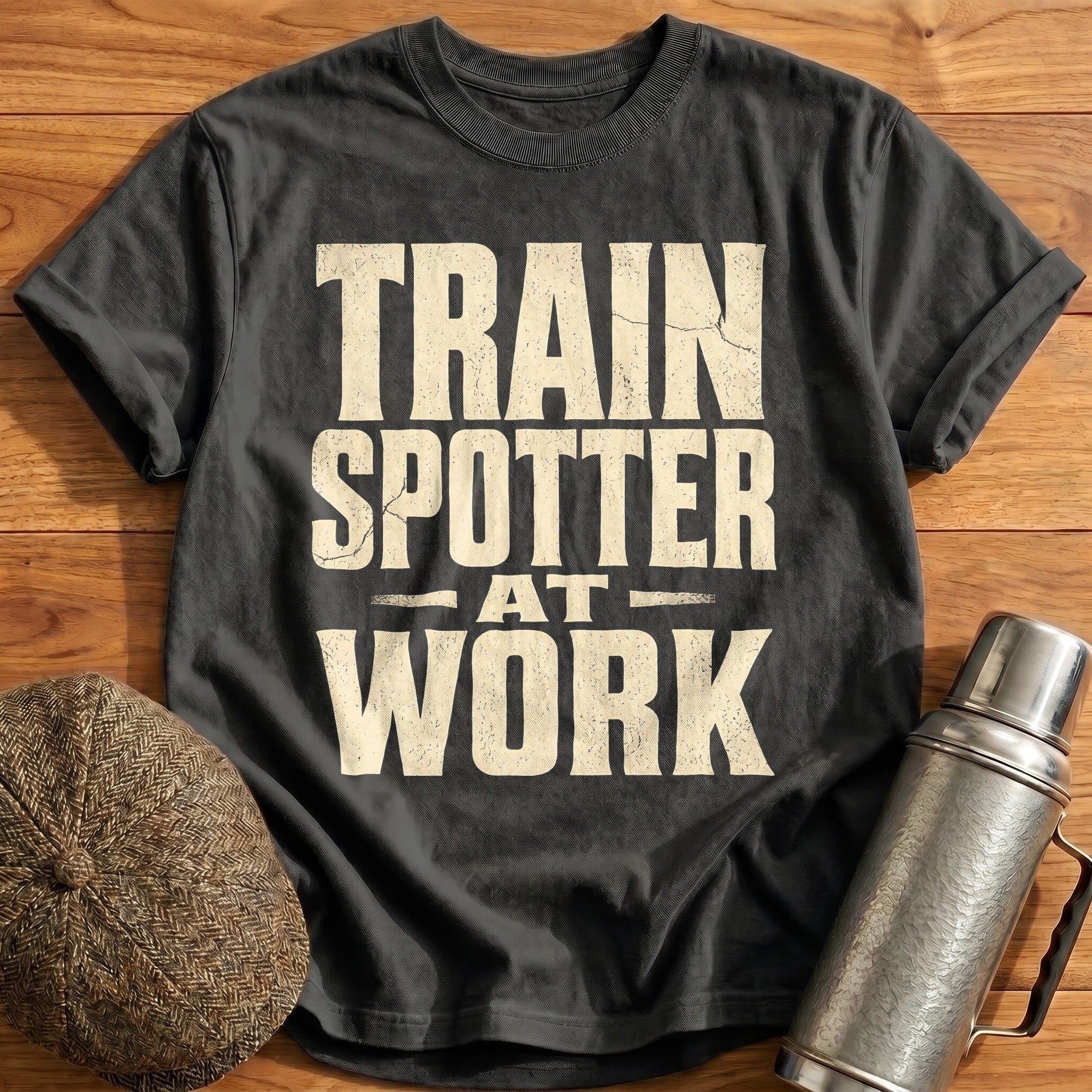 Train Spotter At Work Vintage - Charcoal