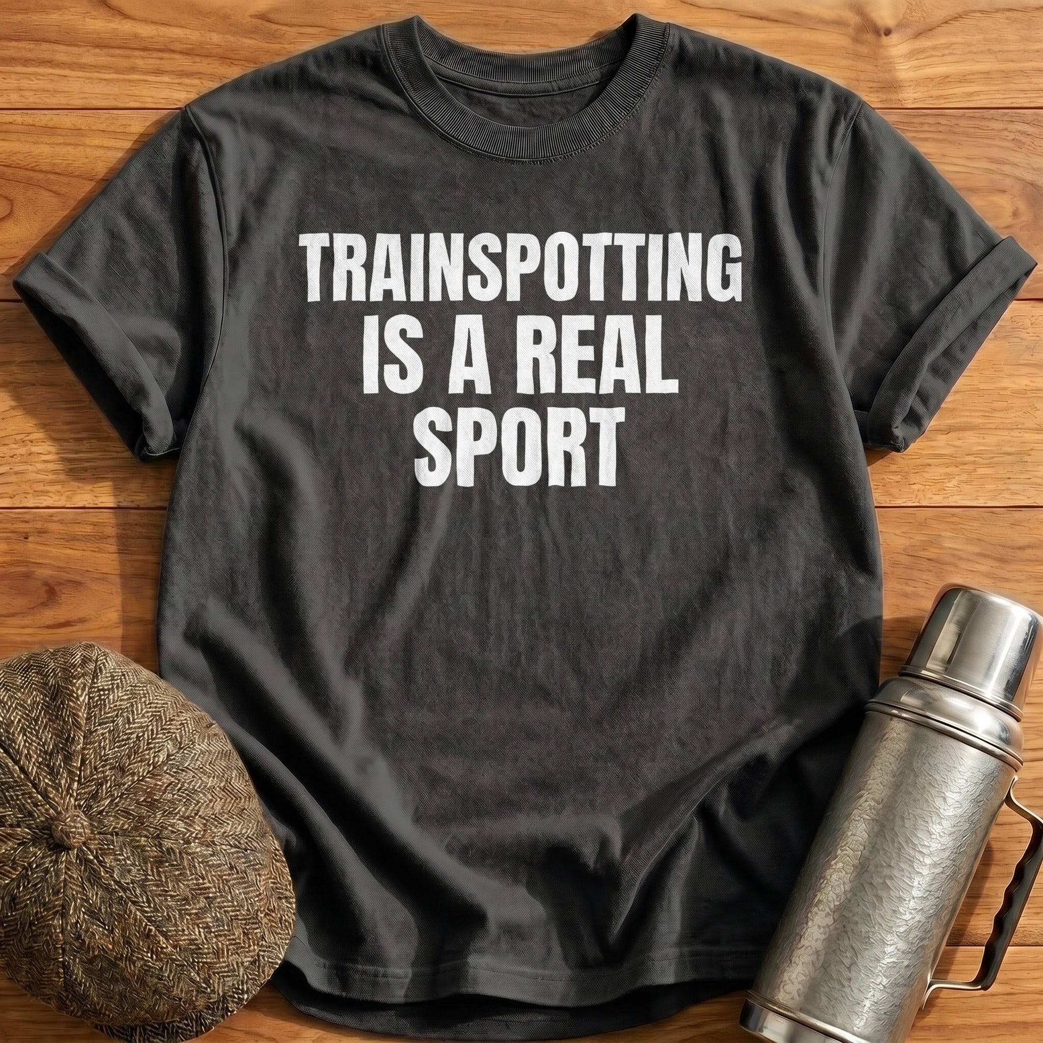 Trainspotting Is A Real Sport T-Shirt - Charcoal
