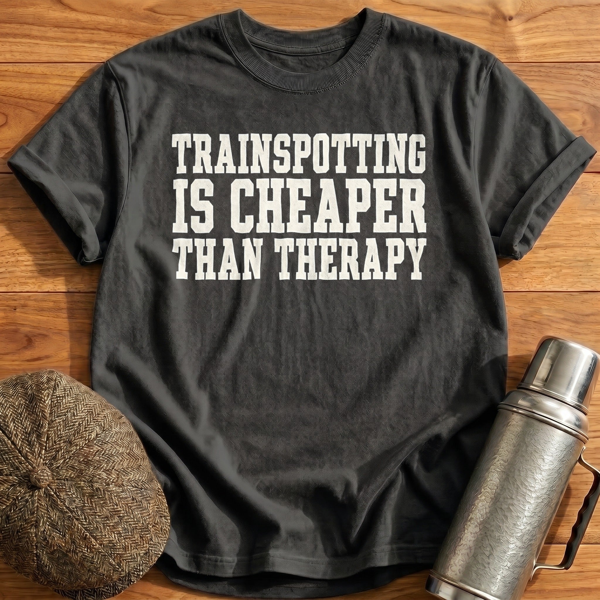Trainspotting Is Cheaper Than Therapy 88 T-Shirt - Charcoal