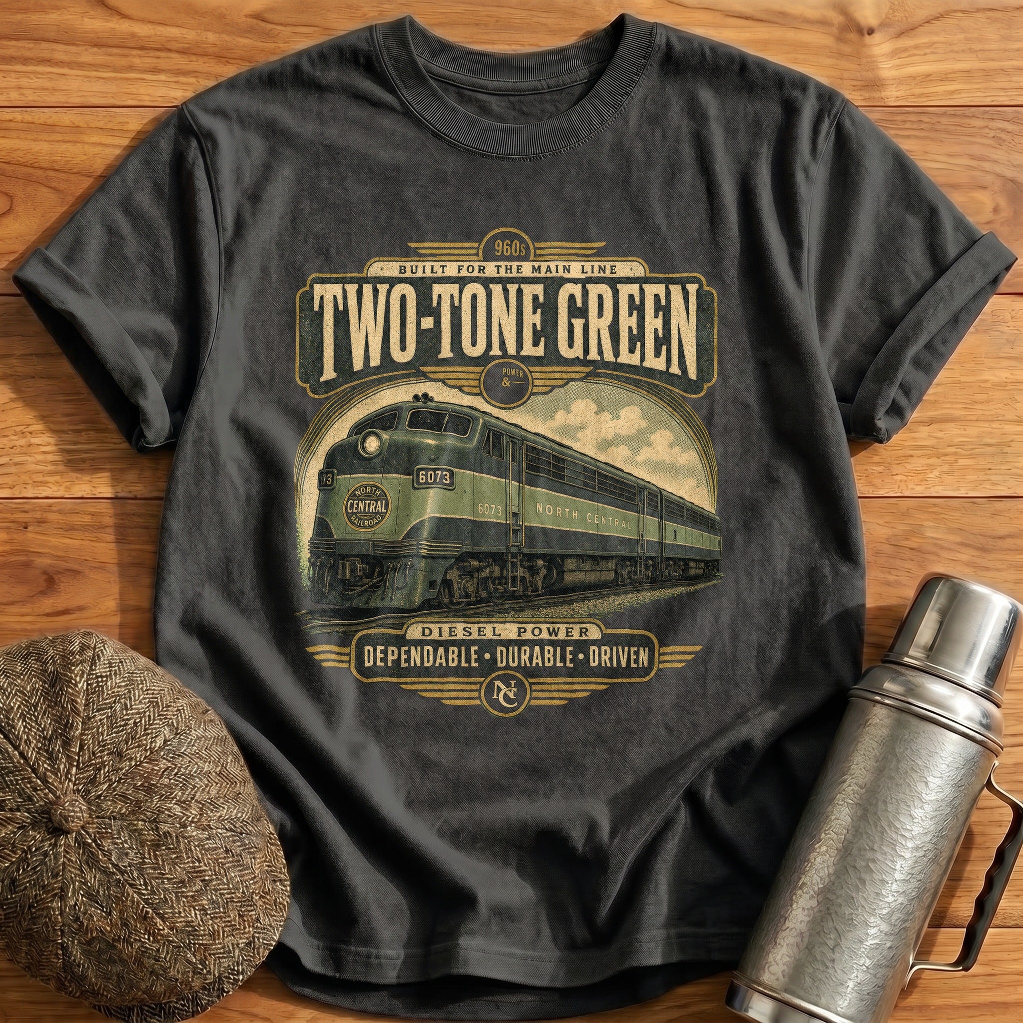 Two-Tone Green T-Shirt - Charcoal