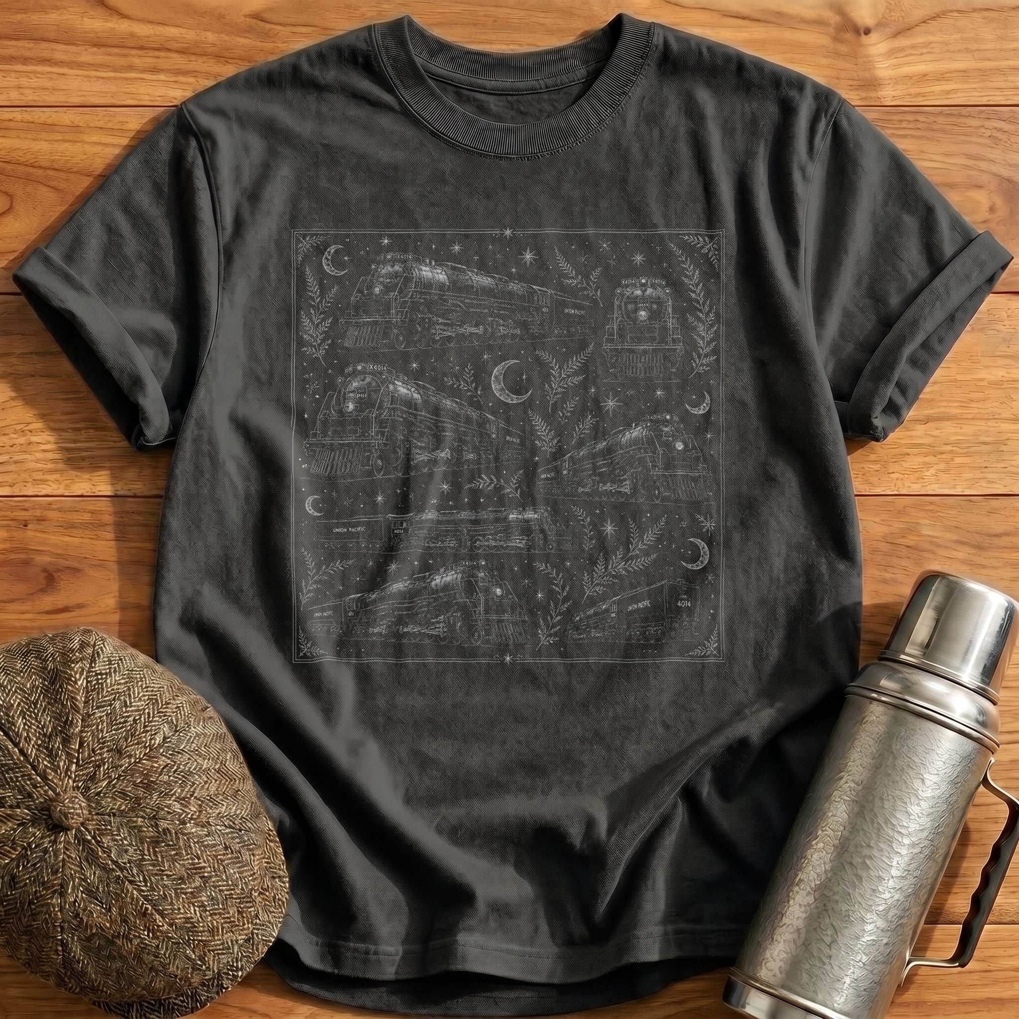 Union Pacific Big Boy Contained Print T-Shirt - Charcoal