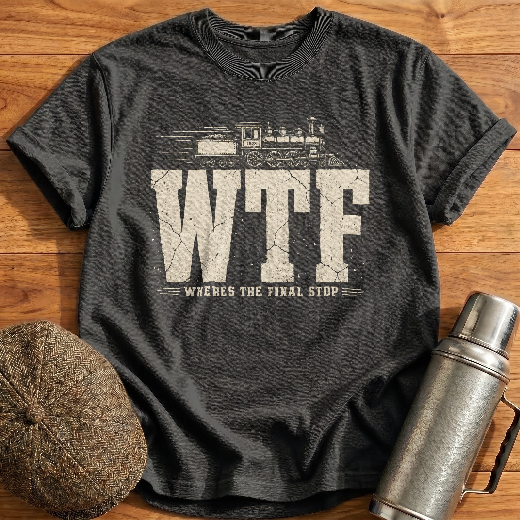 WTF Where's The Final Stop T-Shirt - Charcoal