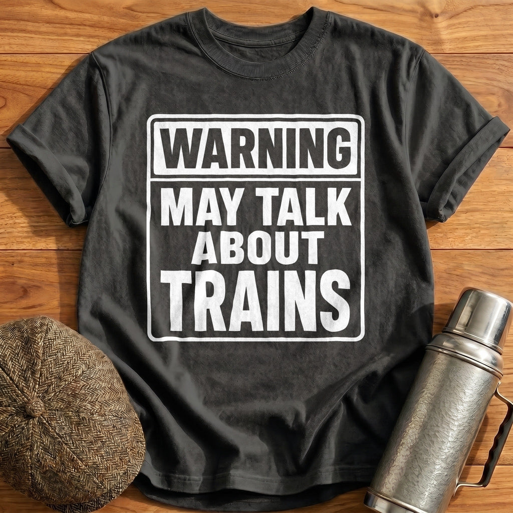 Warning May Talk About Trains 28 Kids T-Shirt - Charcoal