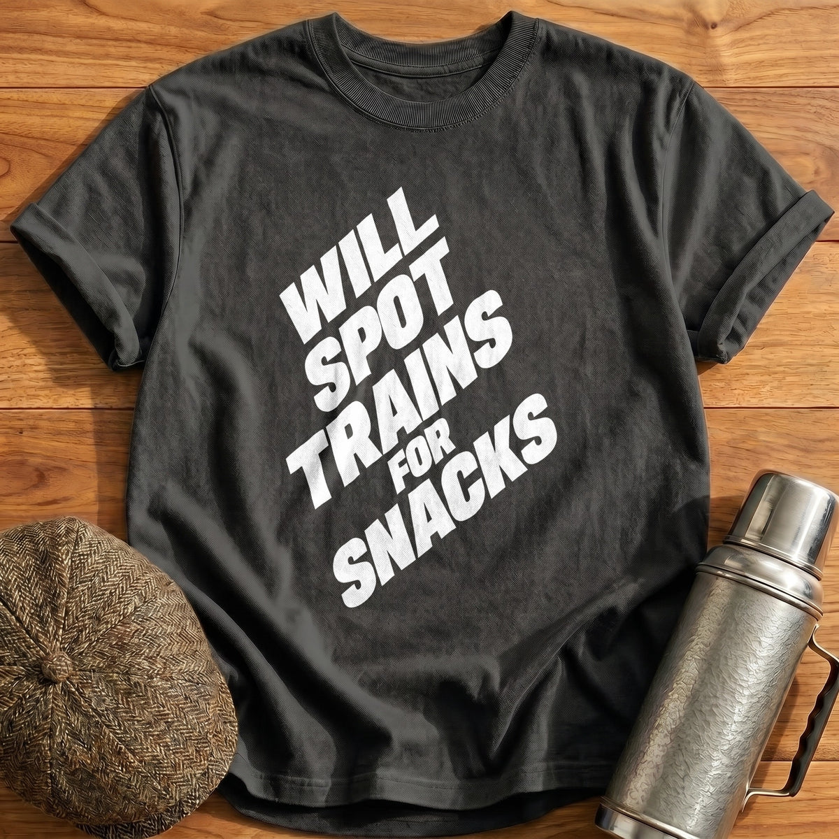 Will Spot Trains For Snacks 18 T-Shirt - Charcoal