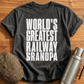 World's Greatest Railway Grandpa 90 T-Shirt - Charcoal