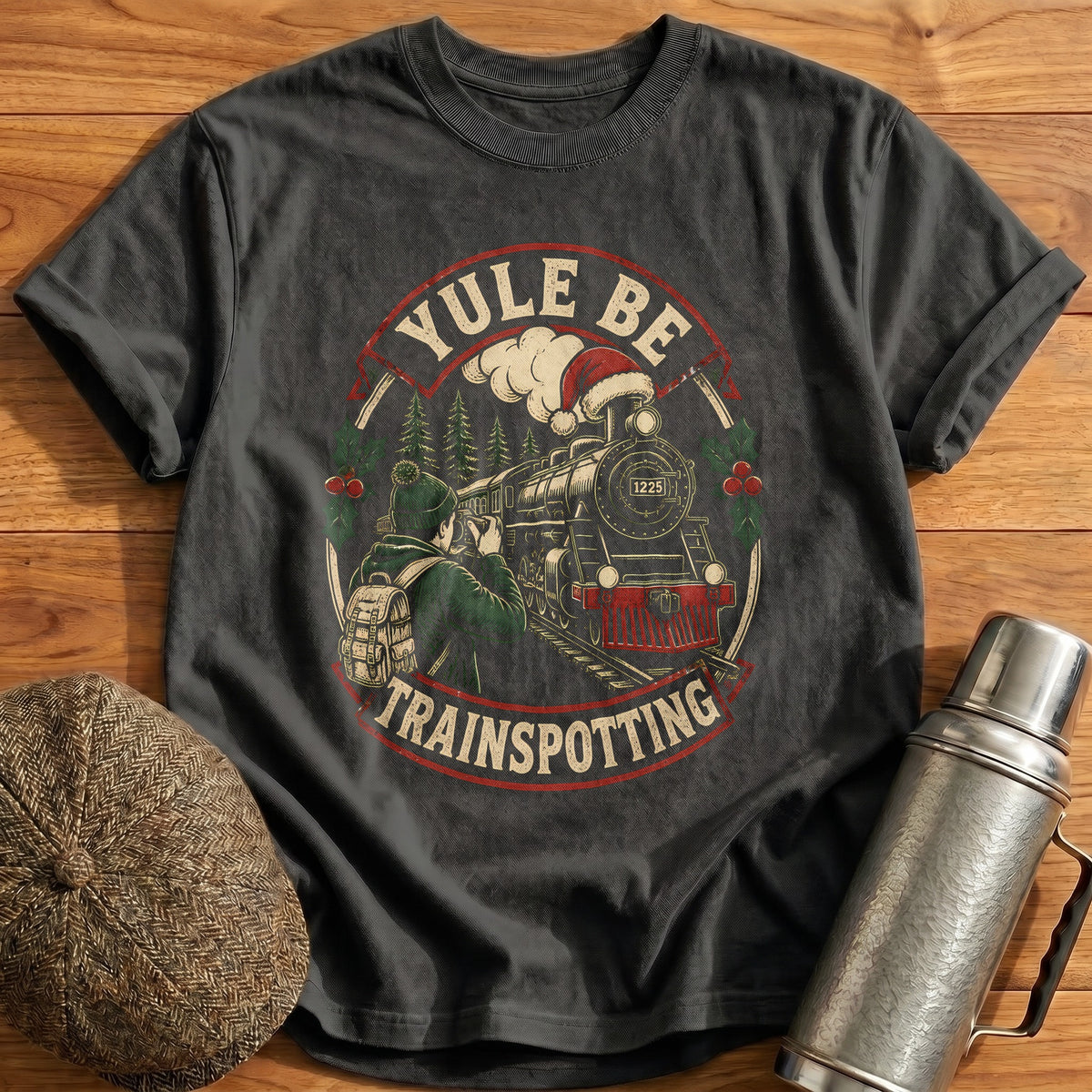 Yule Be Trainspotting 40 T-Shirt - Charcoal