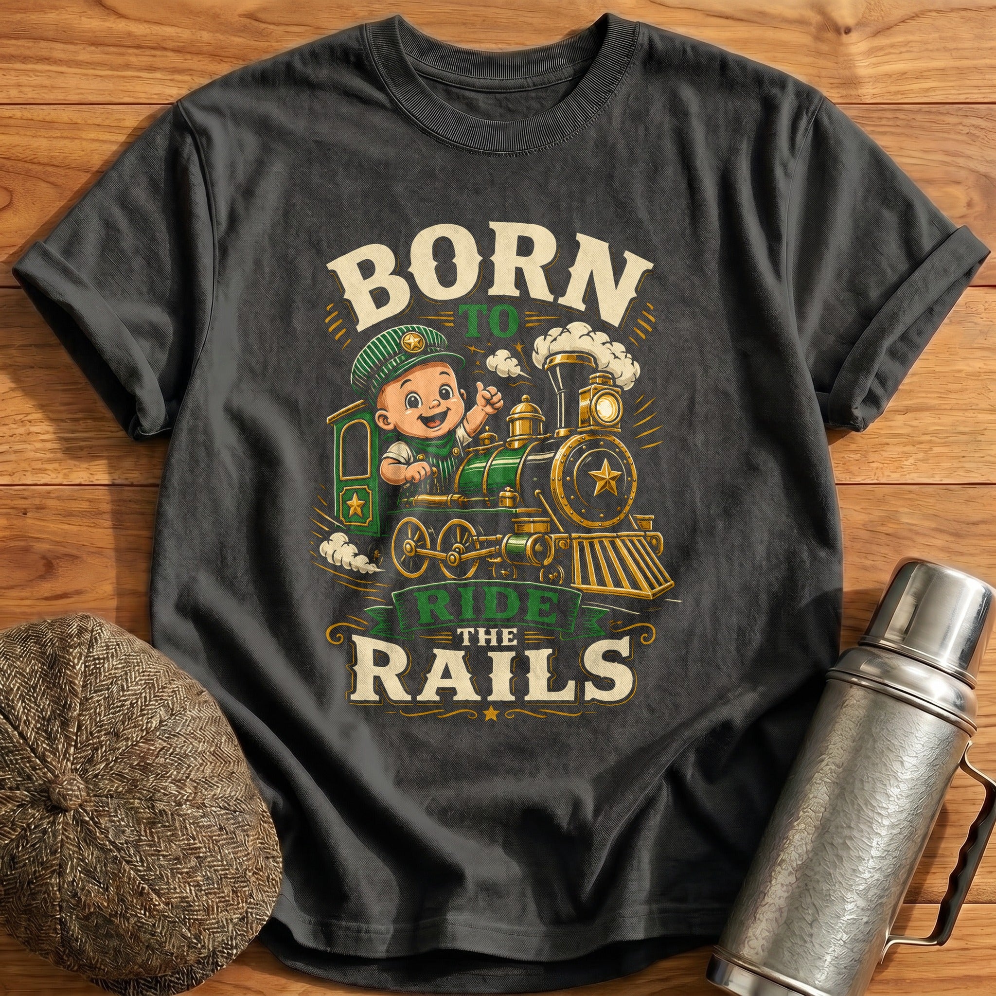 Born to Ride the Rails T-Shirt - Charcoal