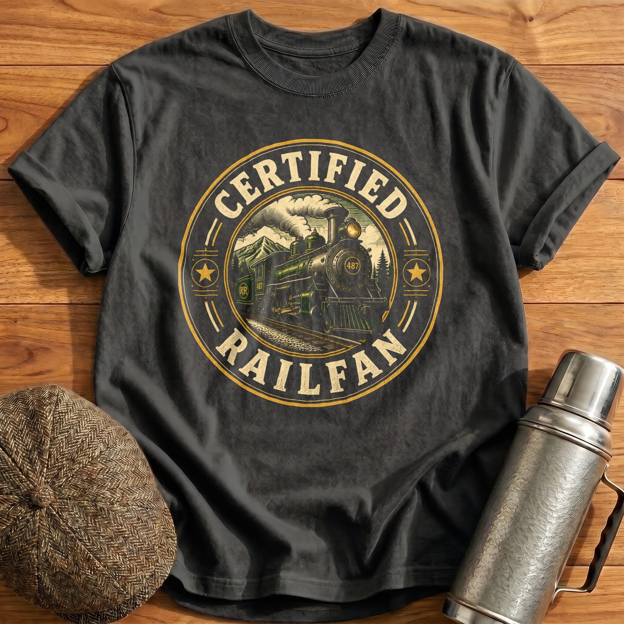 Certified Railfan T-Shirt - Charcoal
