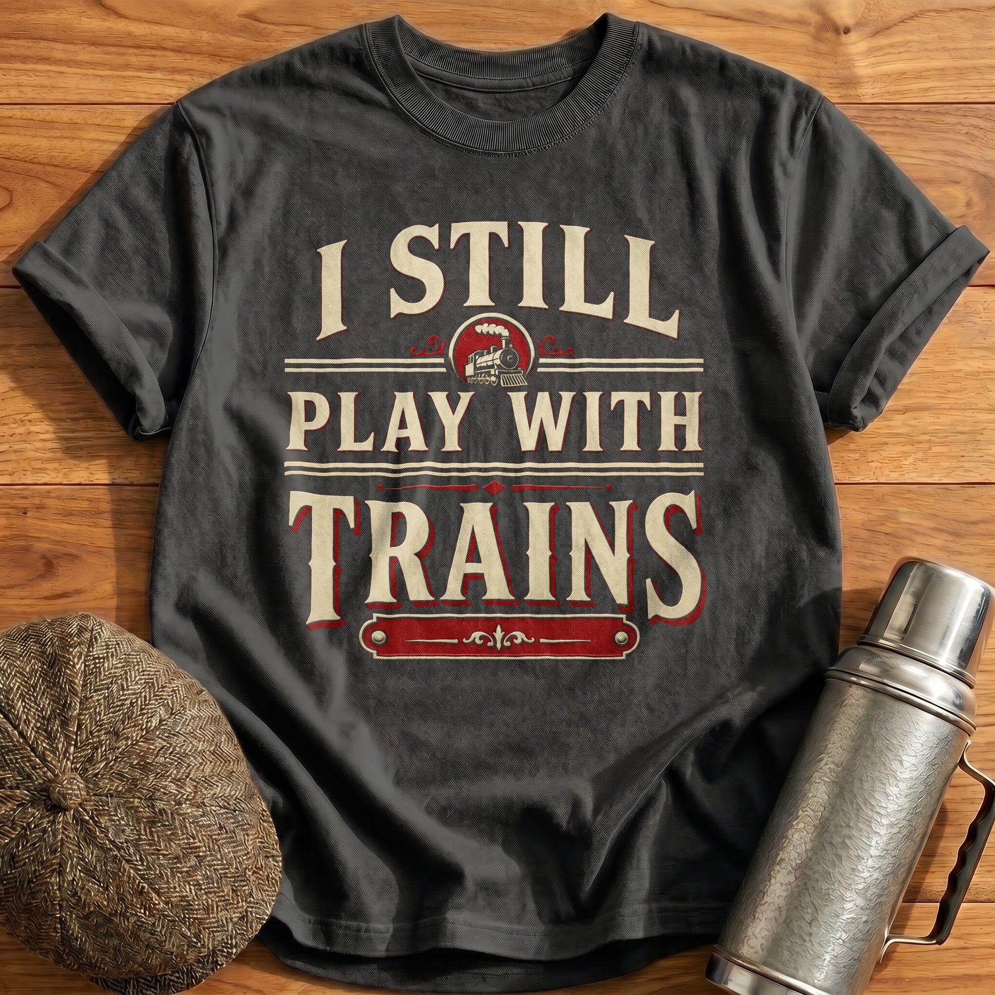I Still Play with Trains T-Shirt - Charcoal