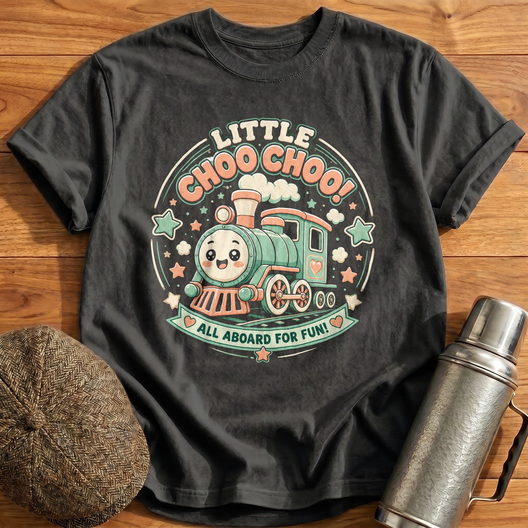 Kawaii Train T-Shirt - Charcoal