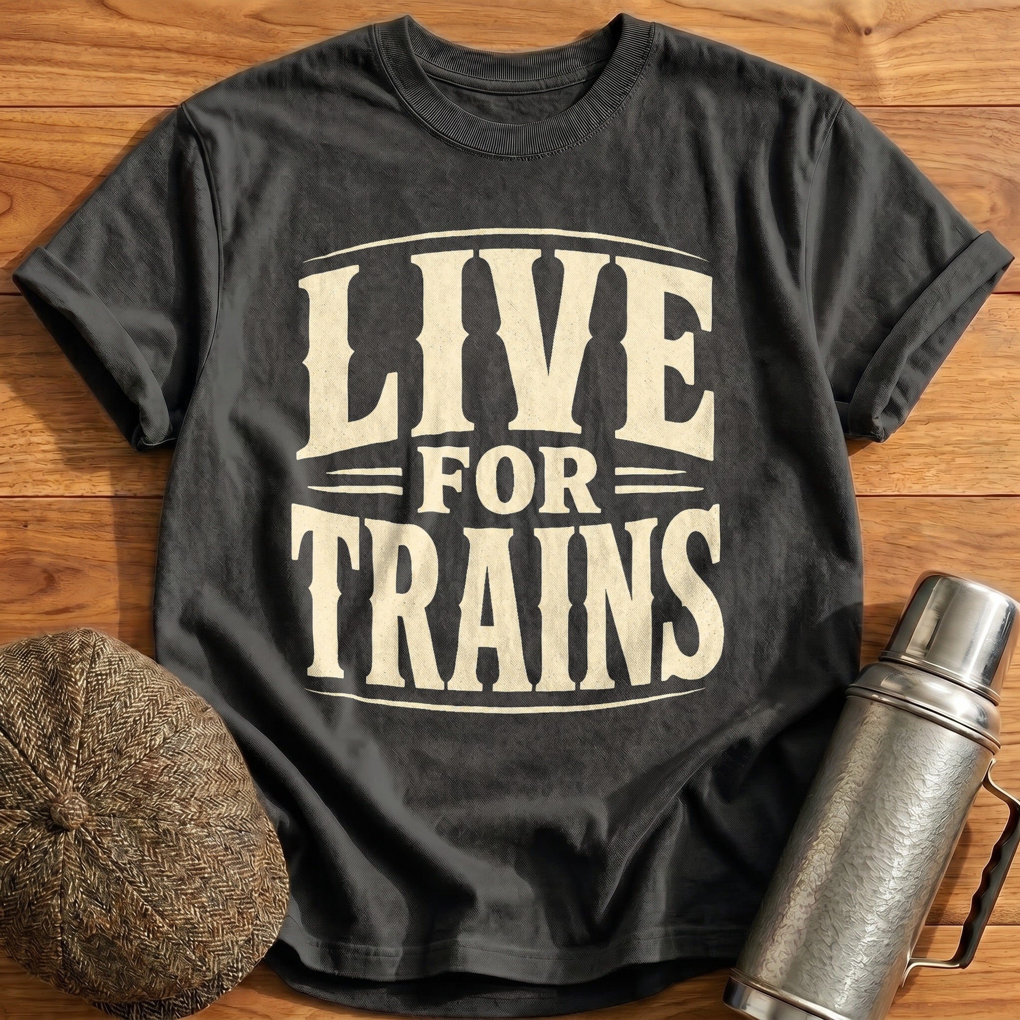 Live for Trains Type T-Shirt - Charcoal