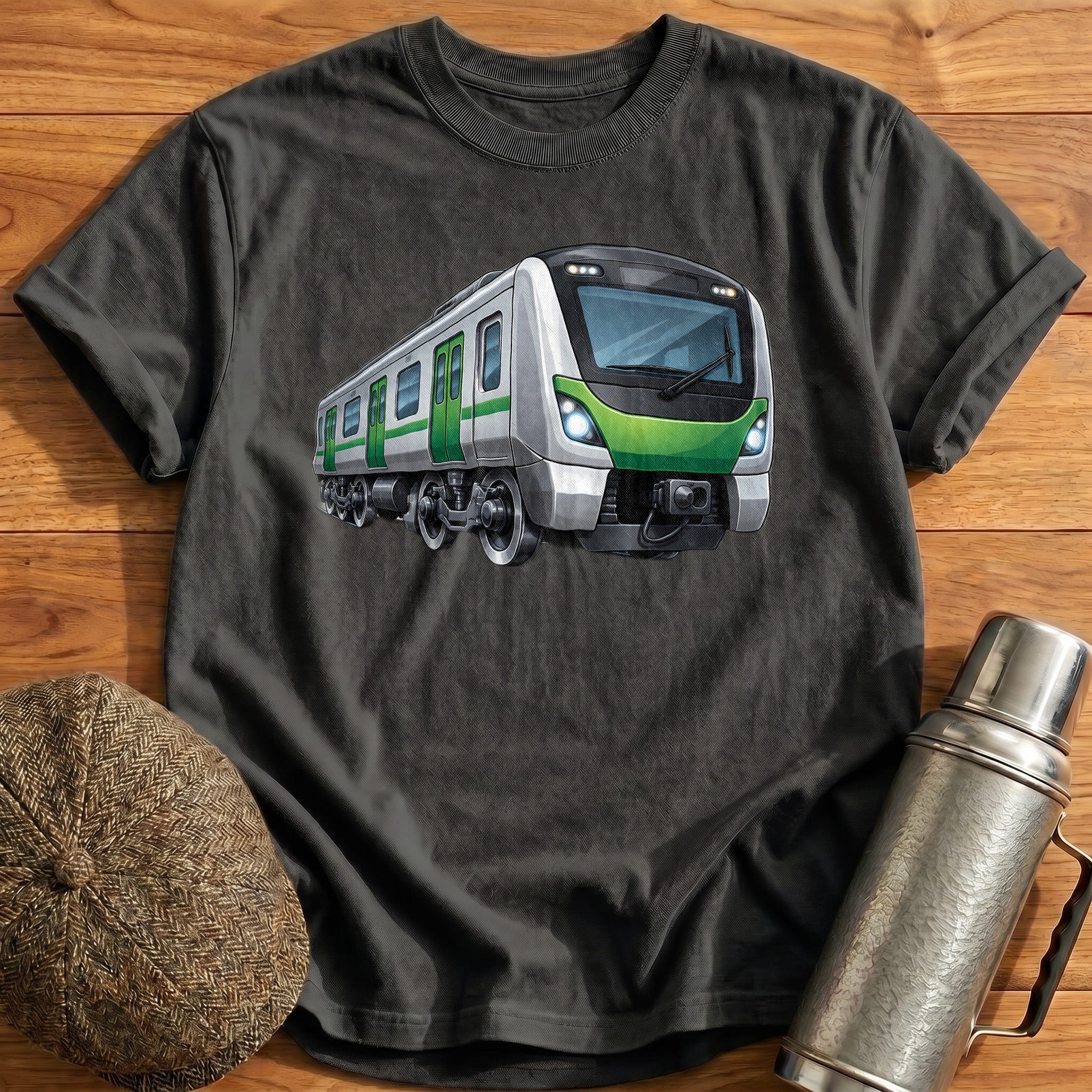 Metrotrain Front34 T-Shirt - Charcoal