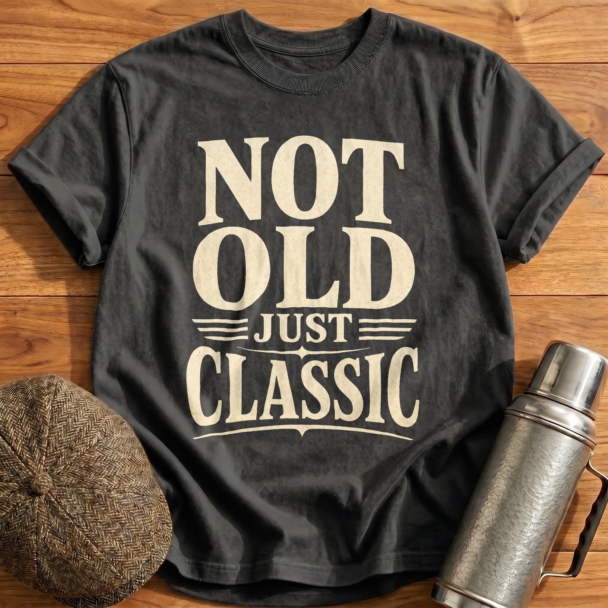 Not Old Just Classic Type T-Shirt - Charcoal
