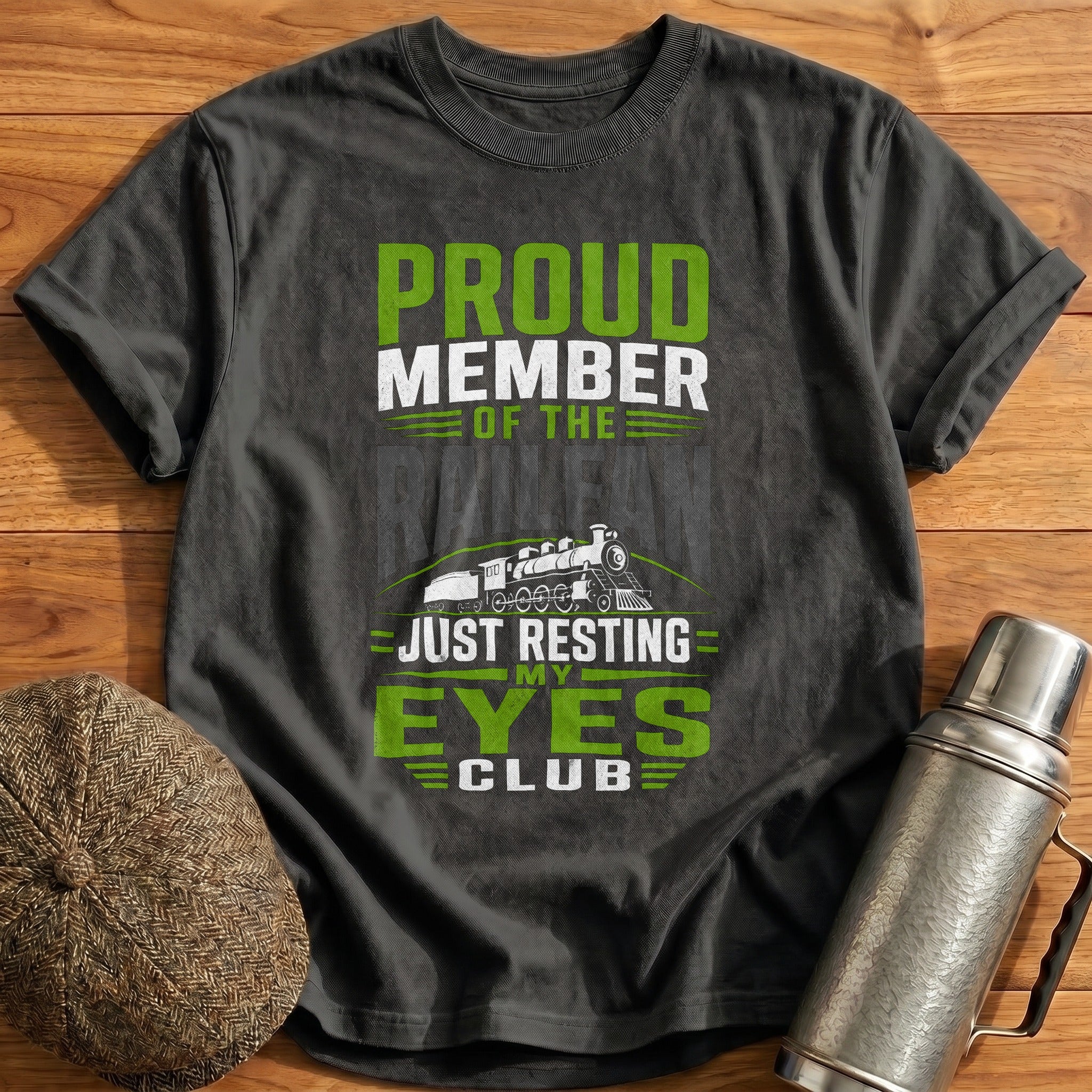 Resting Eyes Club Typo T-Shirt - Charcoal