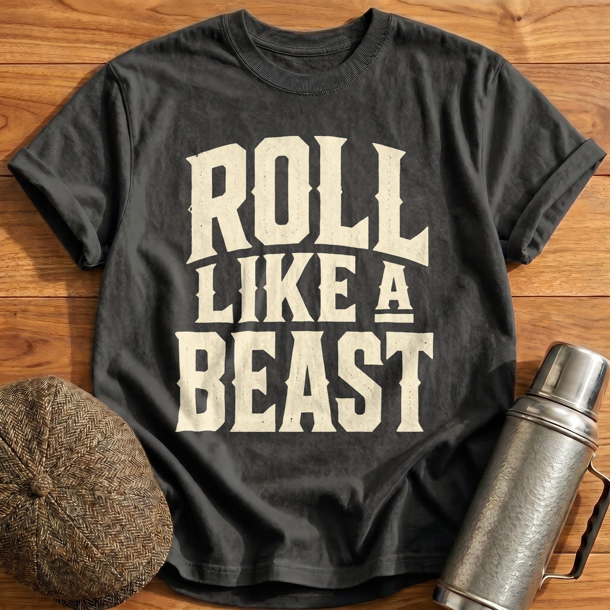 Roll Like a Beast Type T-Shirt - Charcoal
