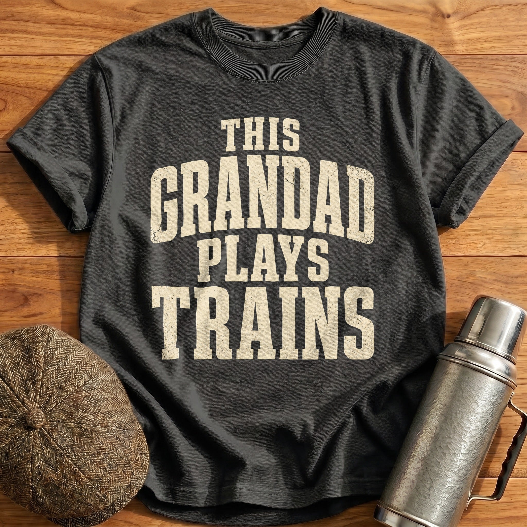 This Grandad Plays Trains II T-Shirt - Charcoal