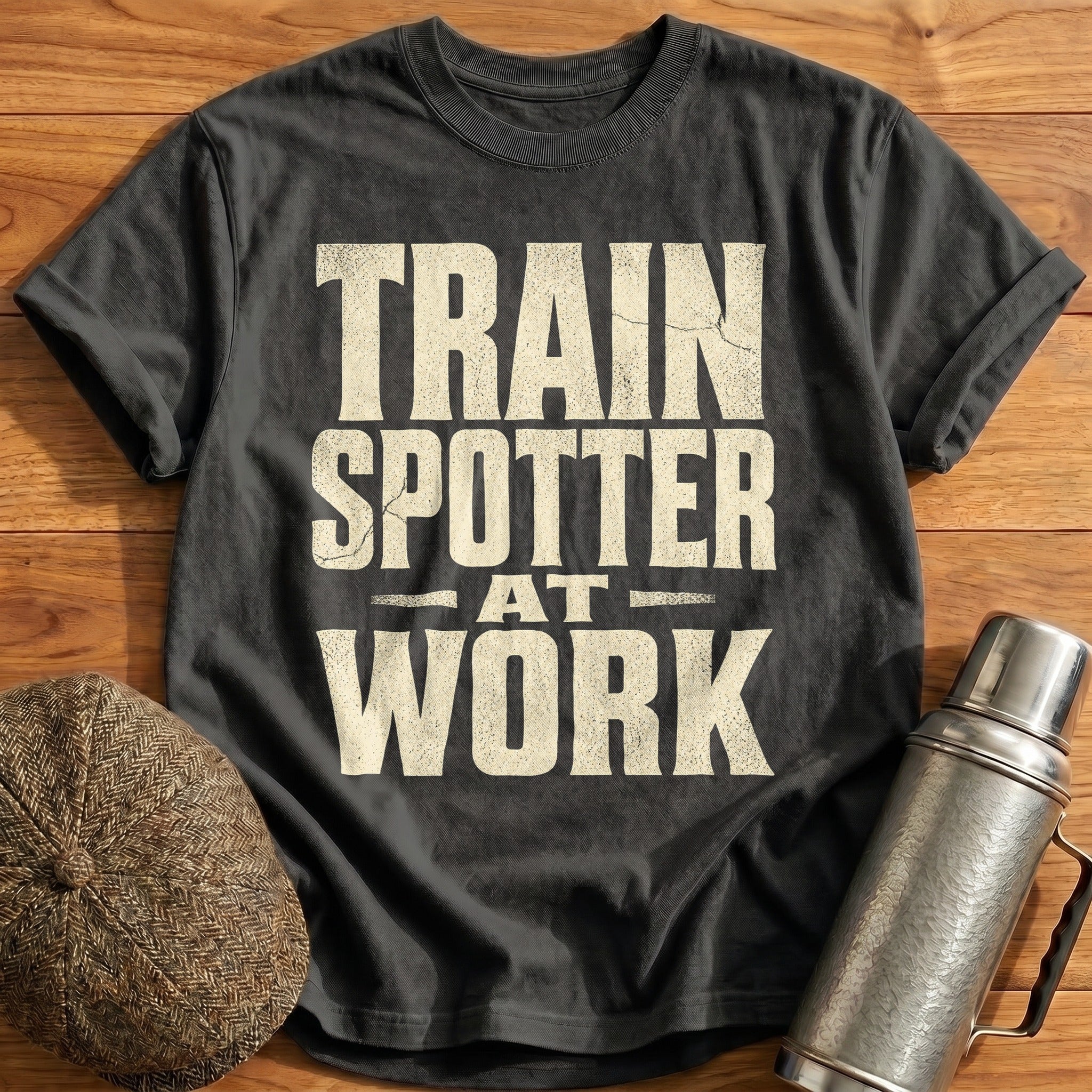 Train Spotter at Work II T-Shirt - Charcoal