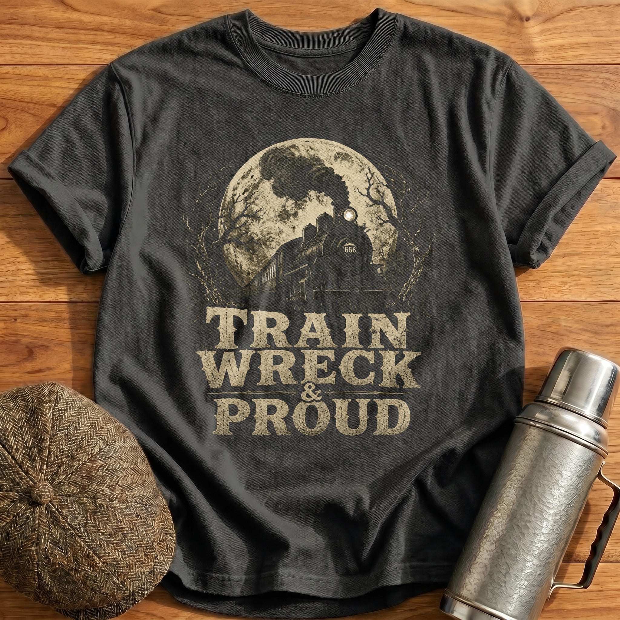 Train Wreck and Proud T-Shirt - Charcoal