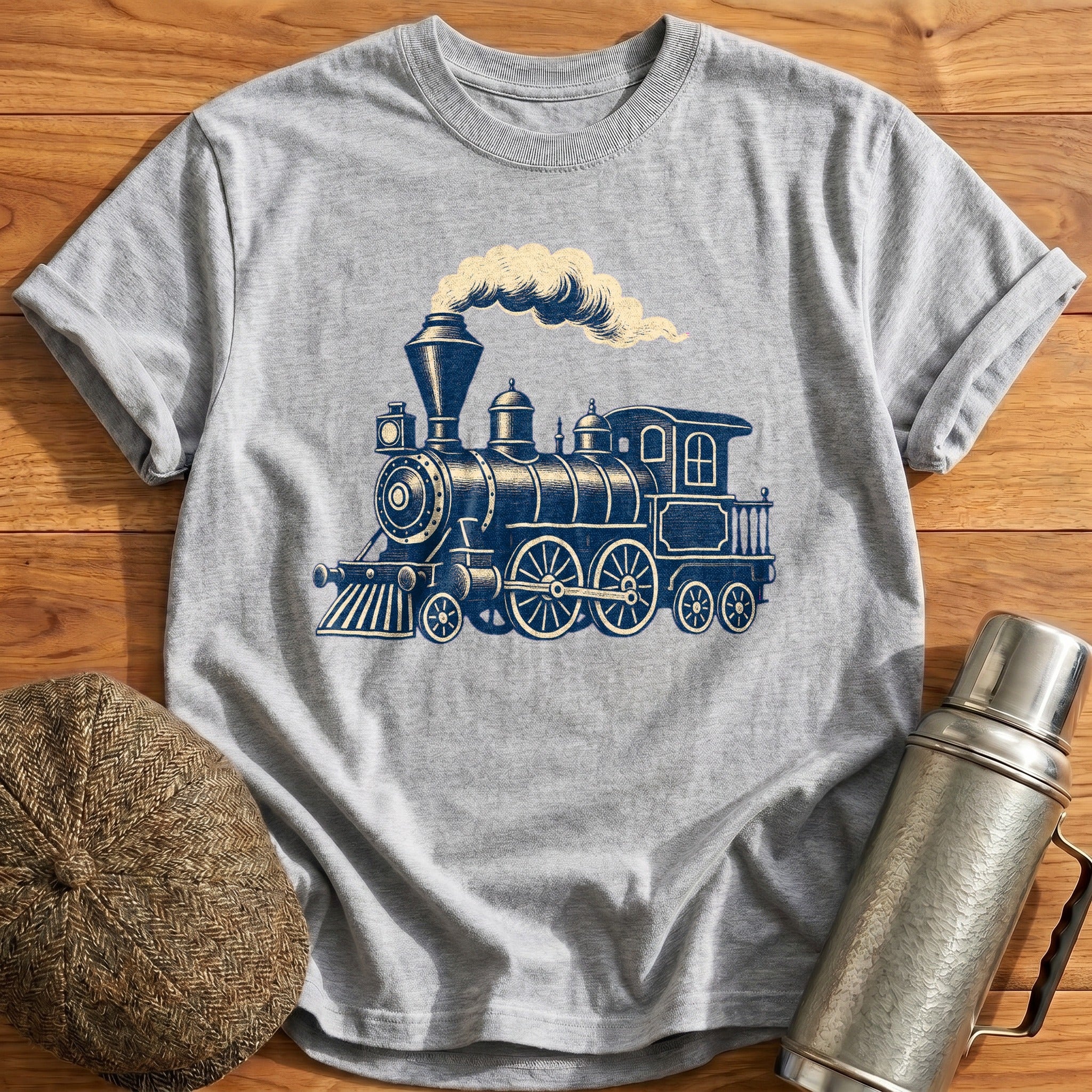 Steam Locomotive T-Shirt - Sport Grey