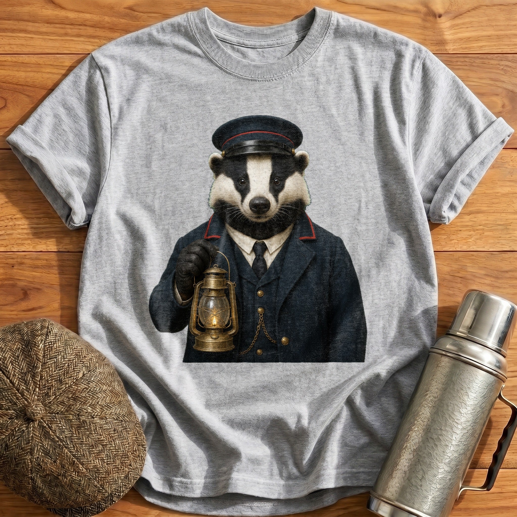 Badger Train Guard With A Lantern T-Shirt - Sport Grey