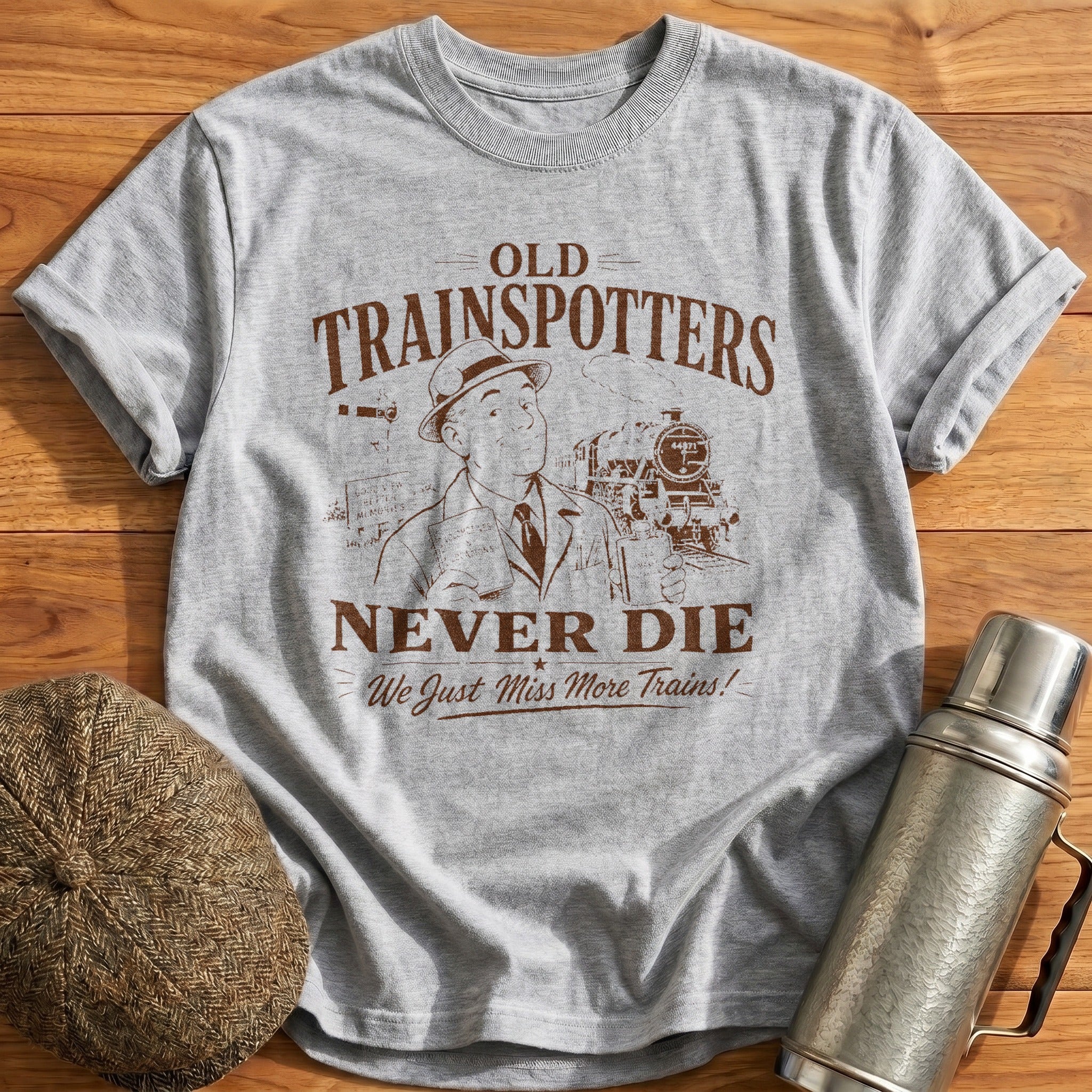 Old Trainspotters Never Die T-Shirt - Sport Grey