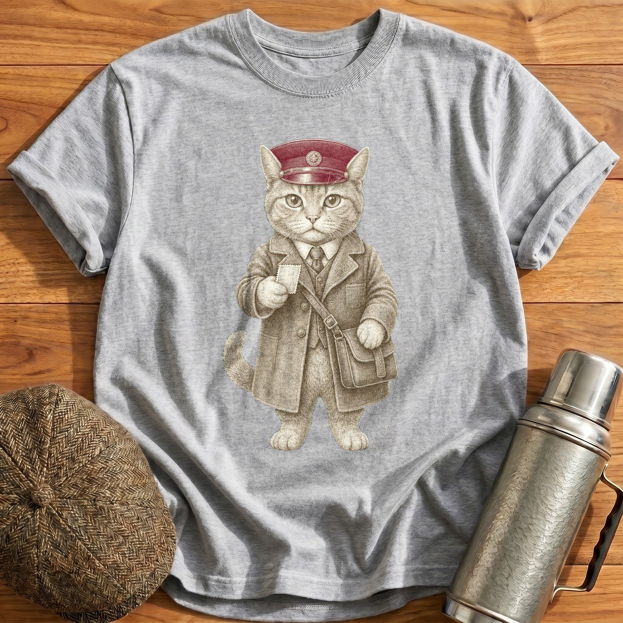 Cat Ticket Inspector T-Shirt - Sport Grey