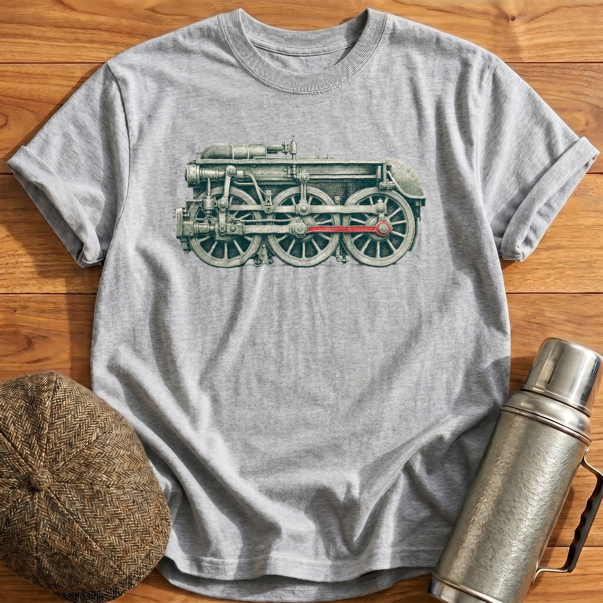 Steam Loco Driving Wheels And Coupling Rods T-Shirt - Sport Grey