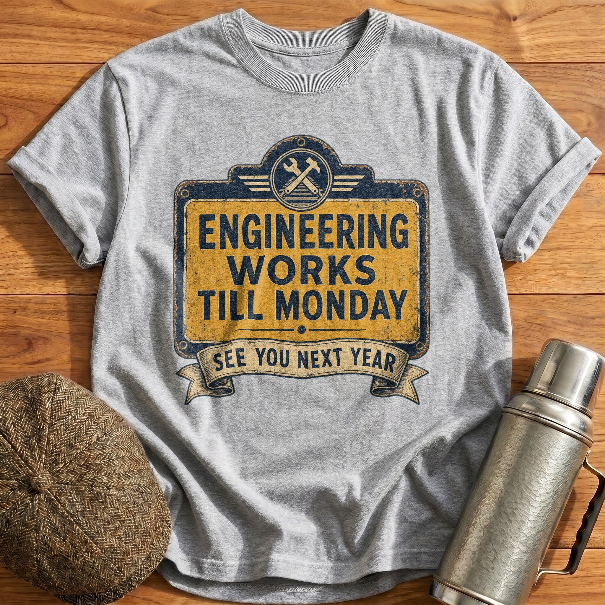 Engineering Works Till Monday T-Shirt - Sport Grey